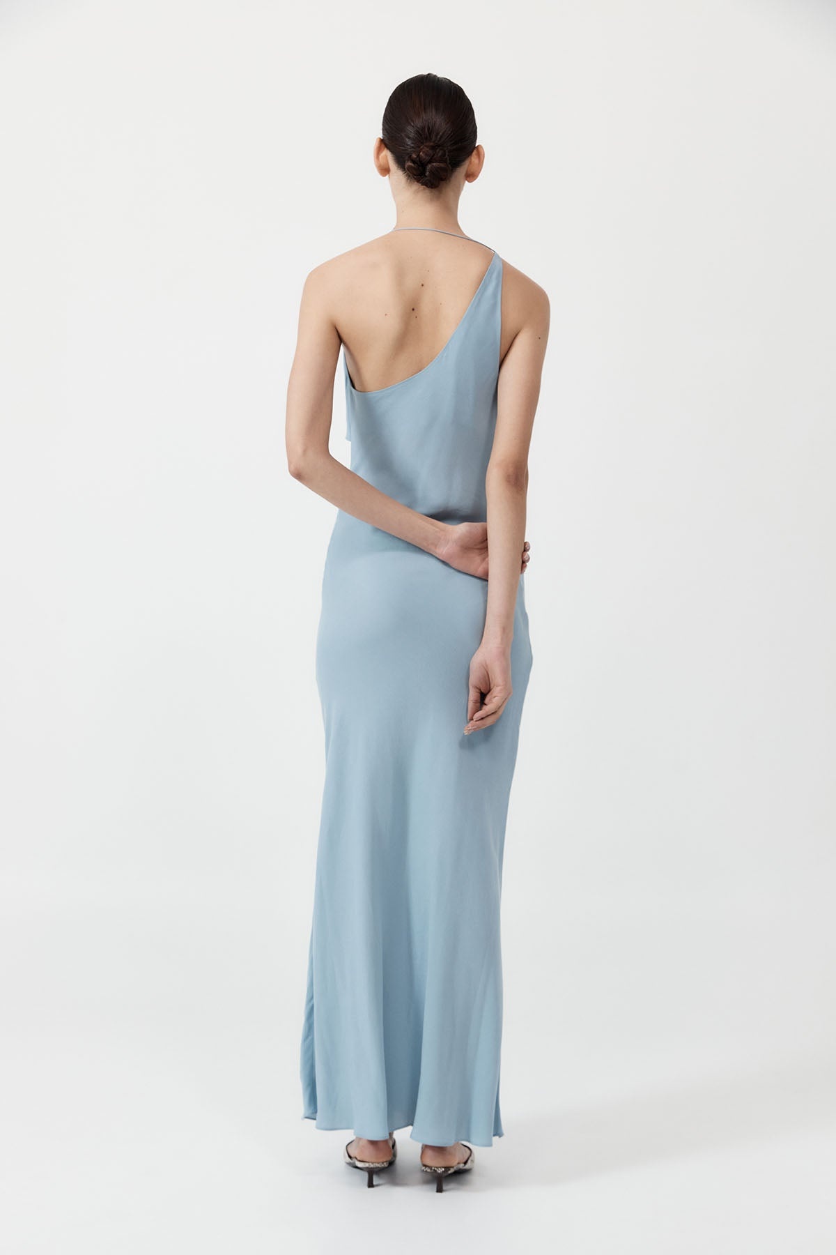 Asymm Drape Maxi Dress - Stone Blue - 5