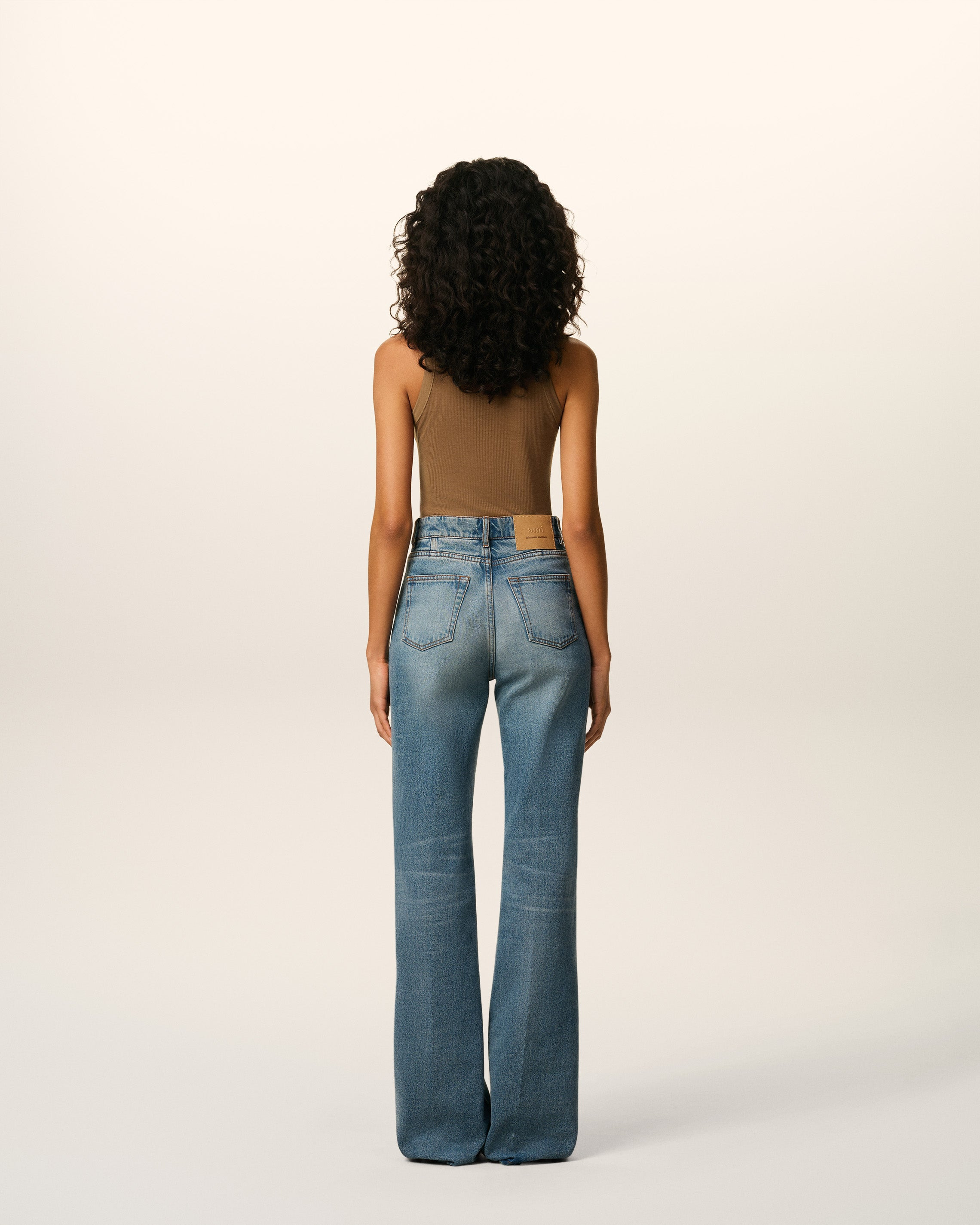 BROWN JERSEY TANKTOP WITH BUTTONED PLACKET - 5