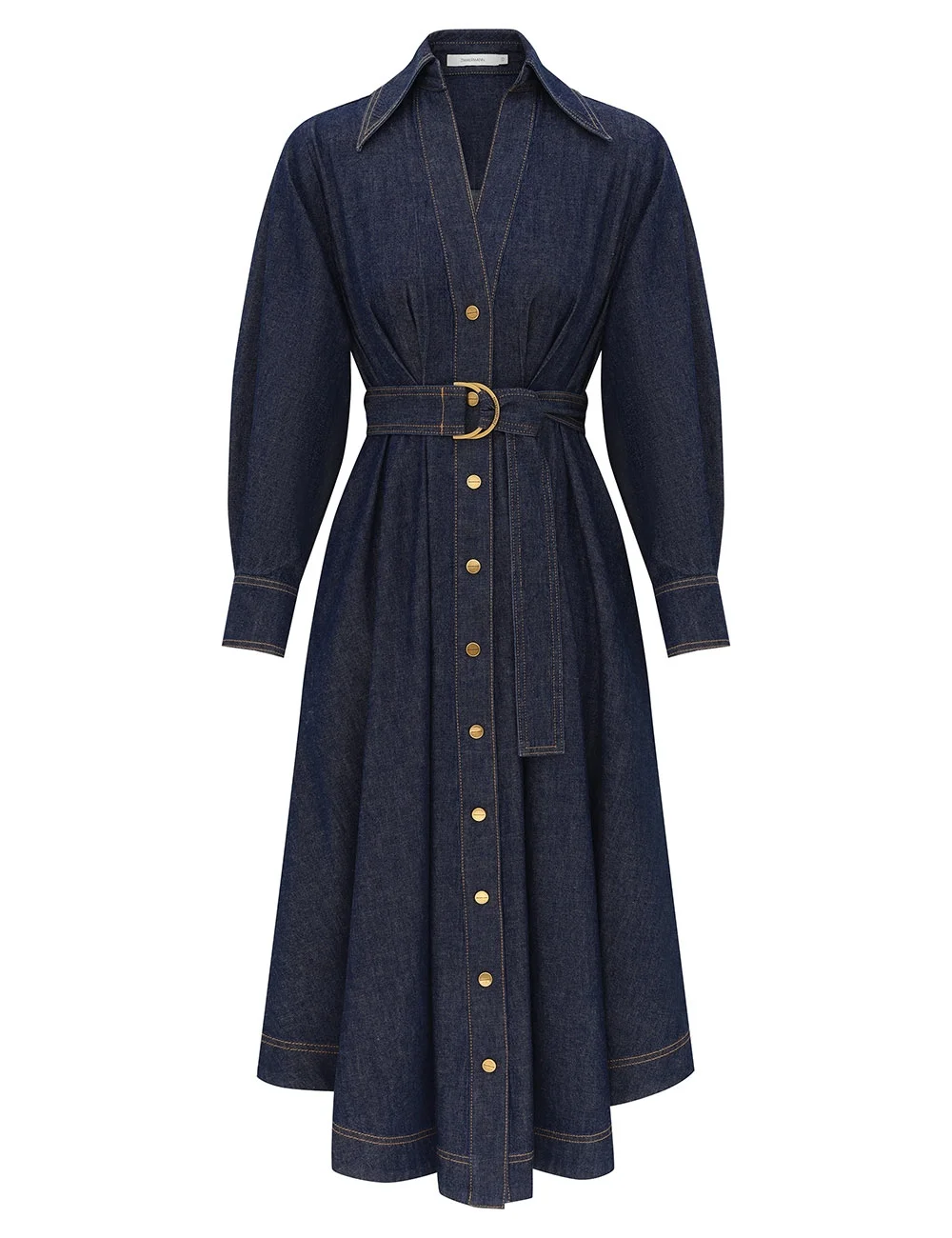 DENIM MIDI SHIRT DRESS - 1