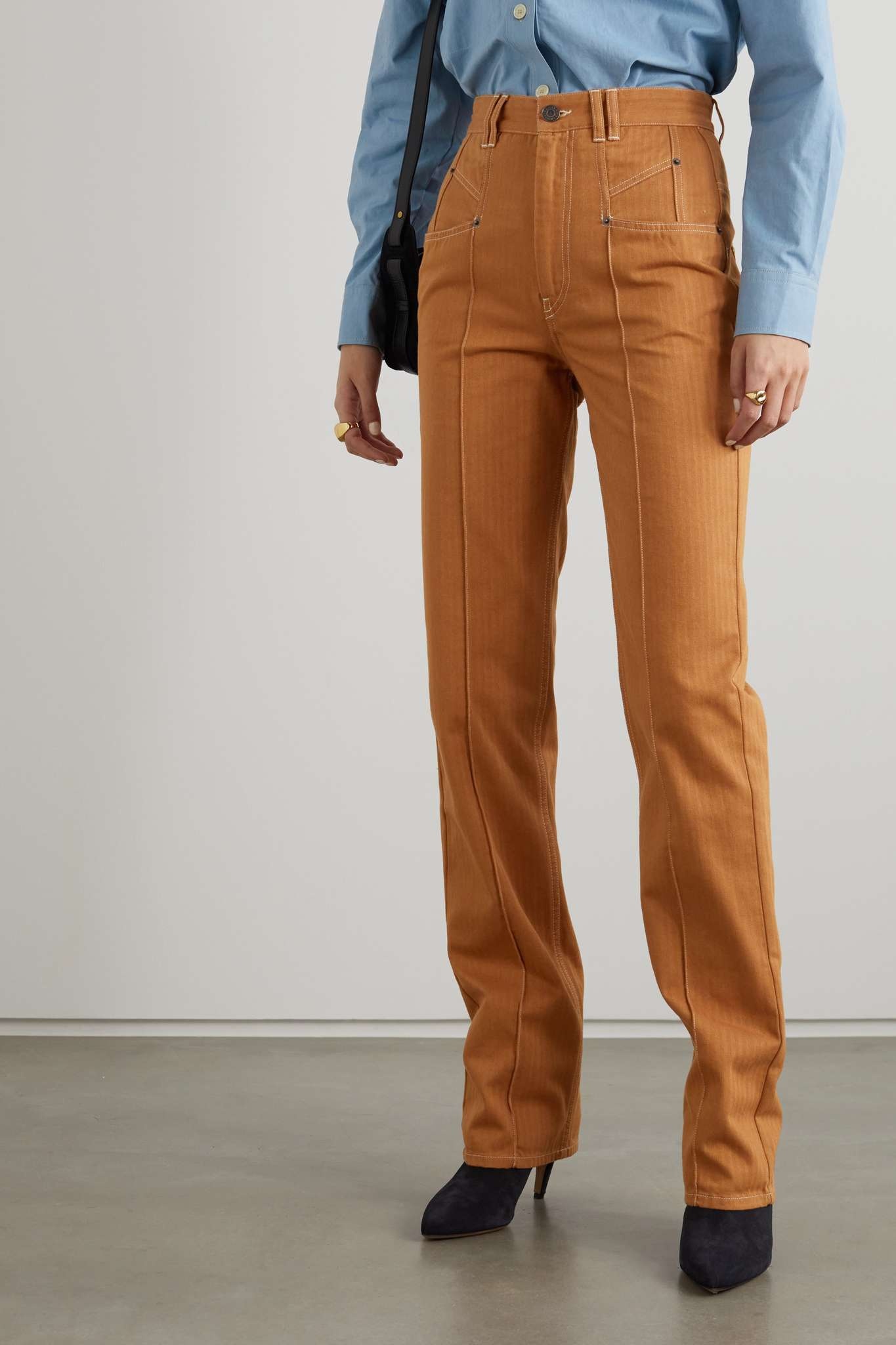 Lirokae herringbone cotton slim-leg pants - 3