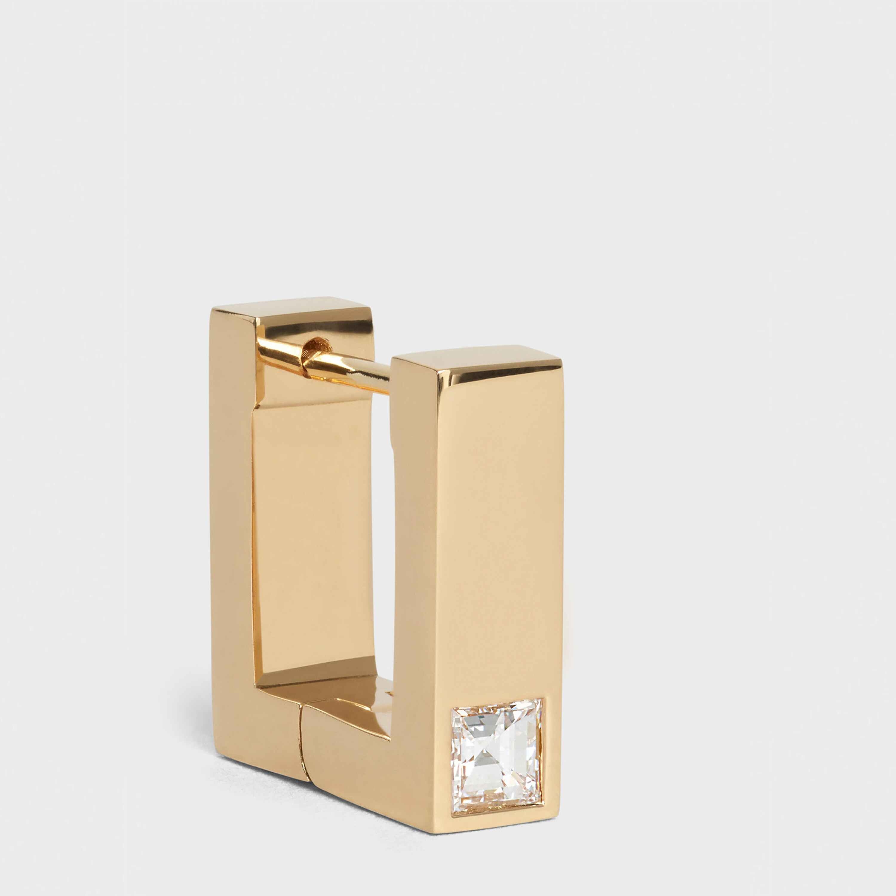 Celine Sentimental Square Earring in Yellow Gold and Diamond 3