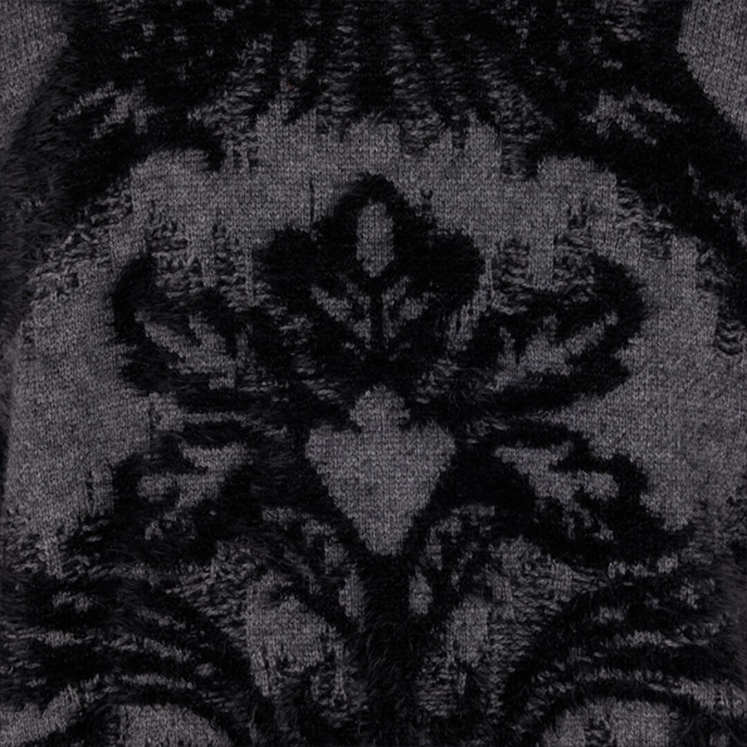 Sweater With Plush Brocade Pattern - 5