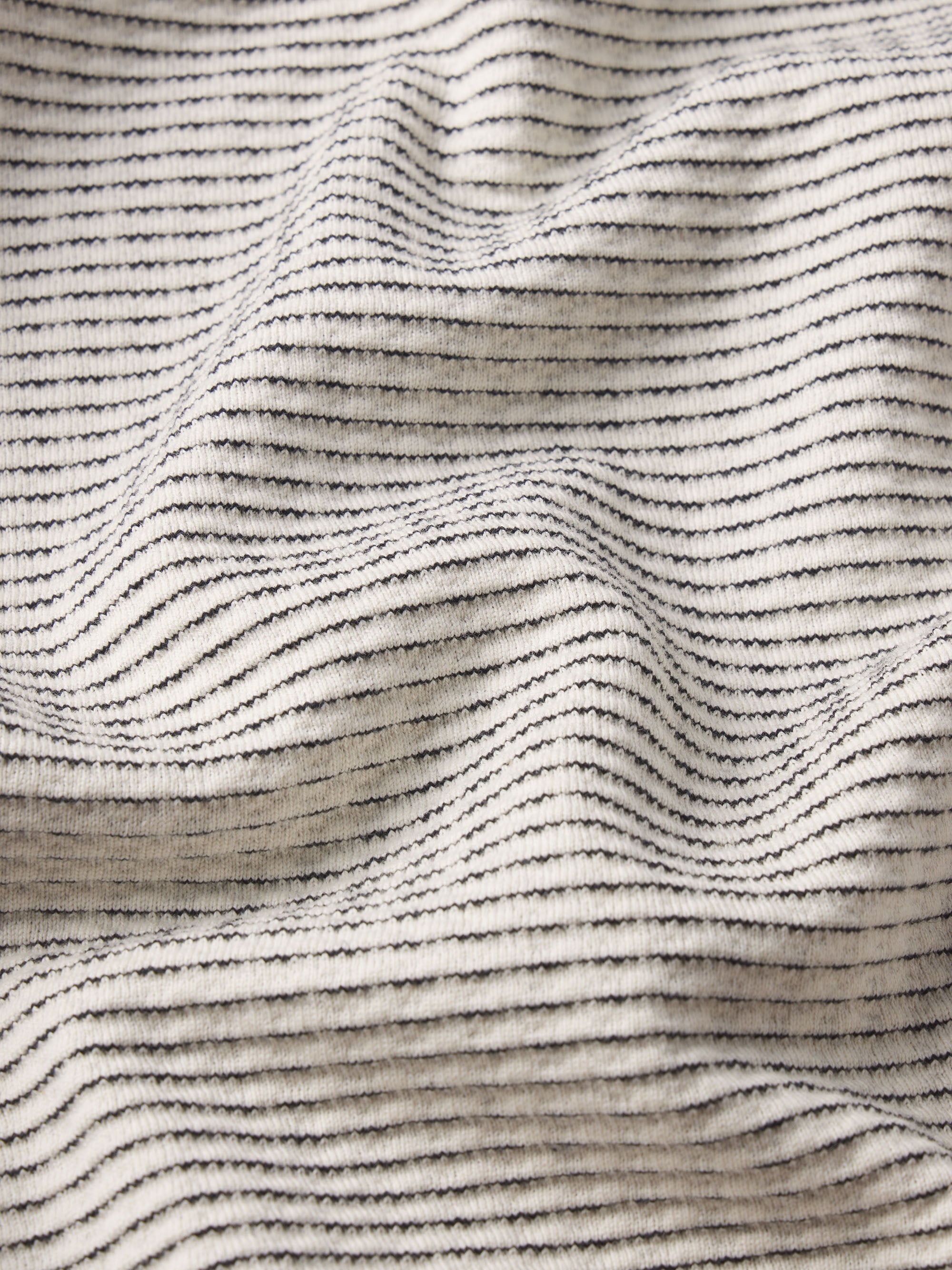 Jacquard Stripe Tee in White/Navy - 2
