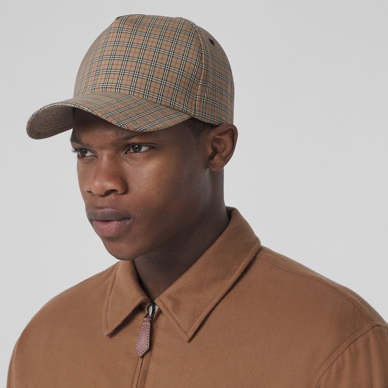 Microcheck Cotton Blend Cap - 8