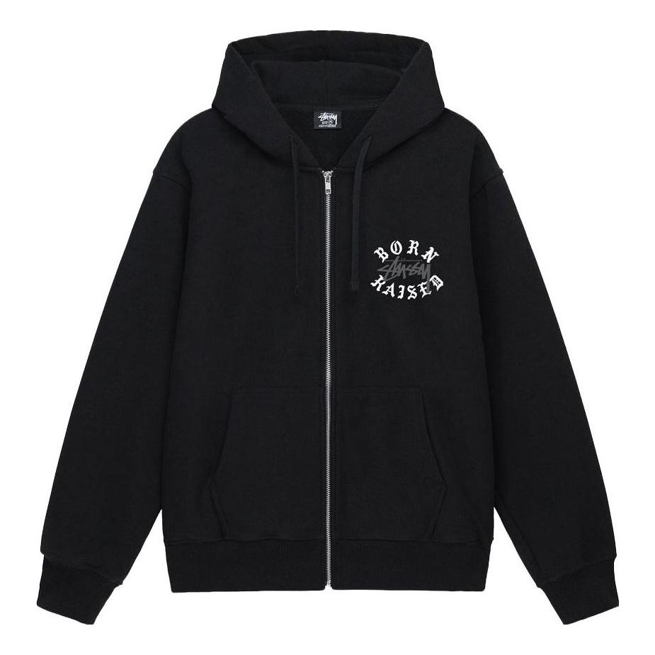 Stussy x Born X Raised Logo Zip Hoodie 'Black' 3973855 - 1