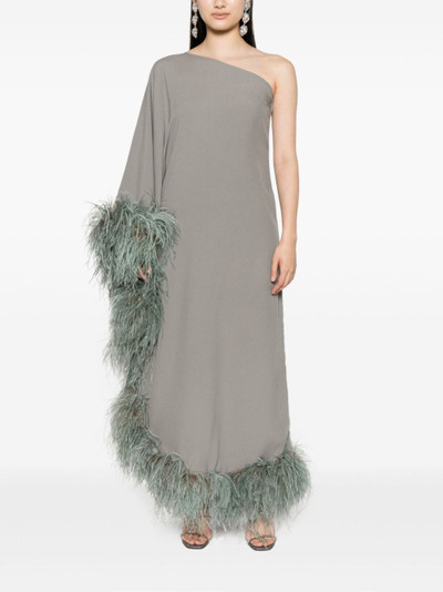 Taller Marmo feather-trim one-shoulder dress outlook