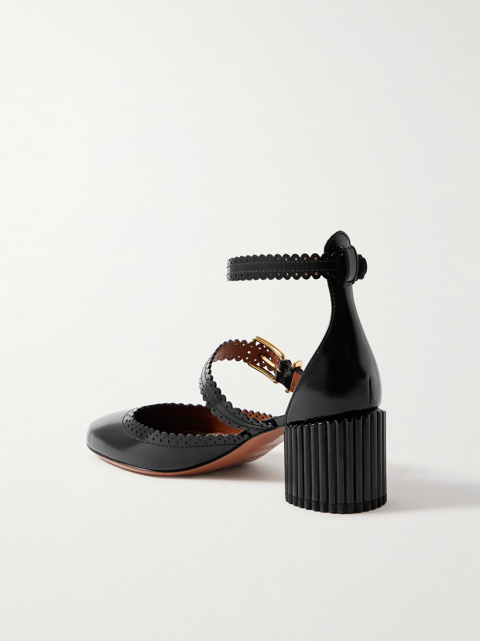 Eddie scalloped leather Mary Jane pumps Black - 3