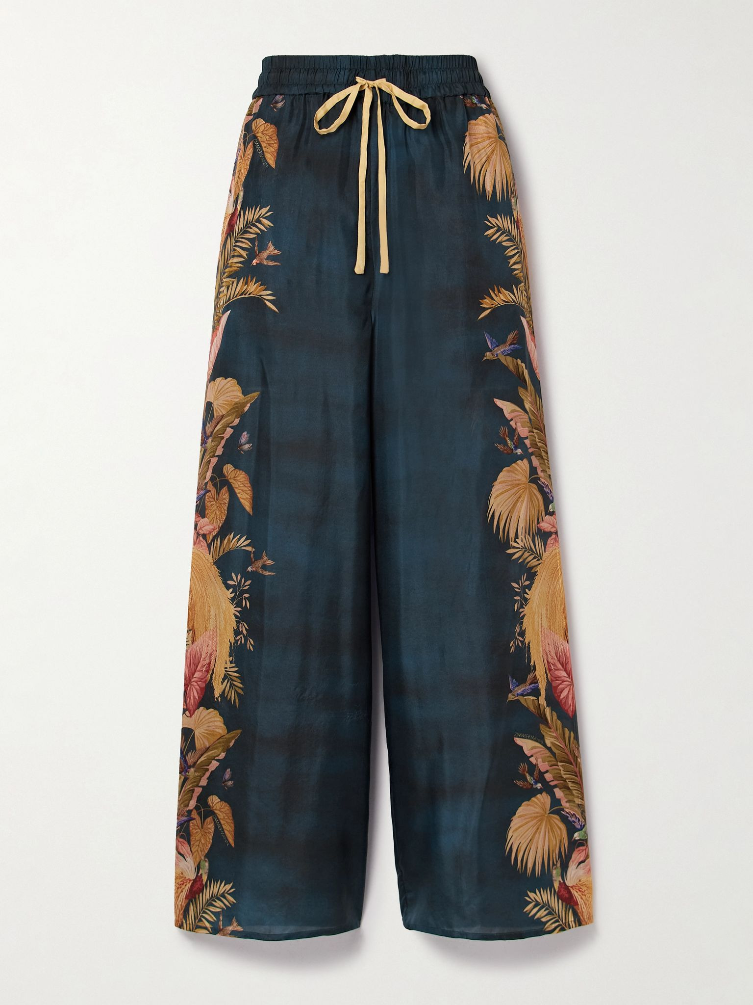 Ascension printed silk-satin wide-leg pants Blue - 1