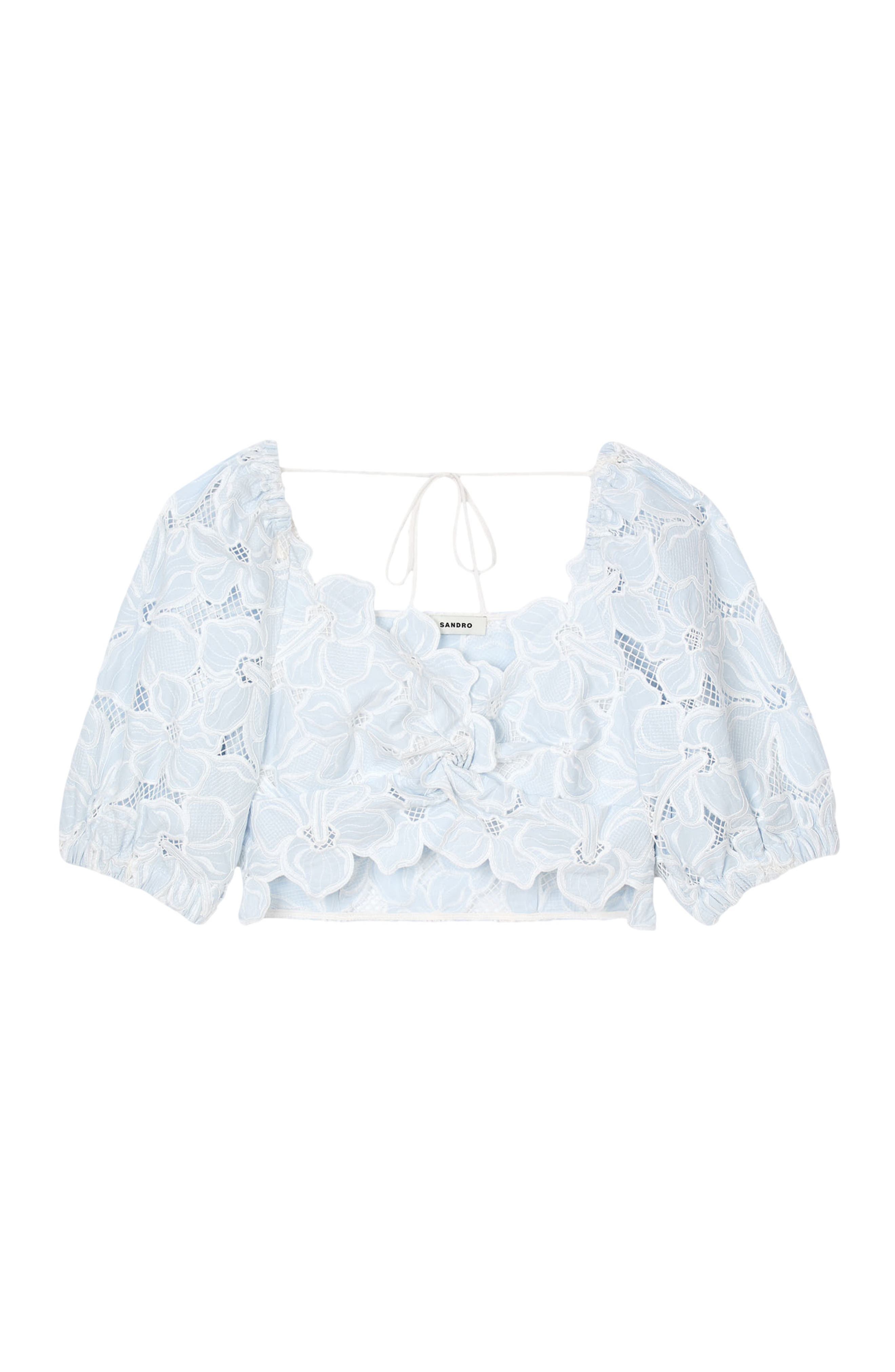 SANDRO Guipure lace top in Sky Blue at Nordstrom - 5