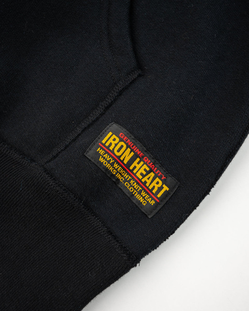 IHSW-80L-BLK PRINTED 14OZ ULTRA HEAVYWEIGHT LOOPWHEEL COTTON ZIPPERED HOODIE - BLACK 6