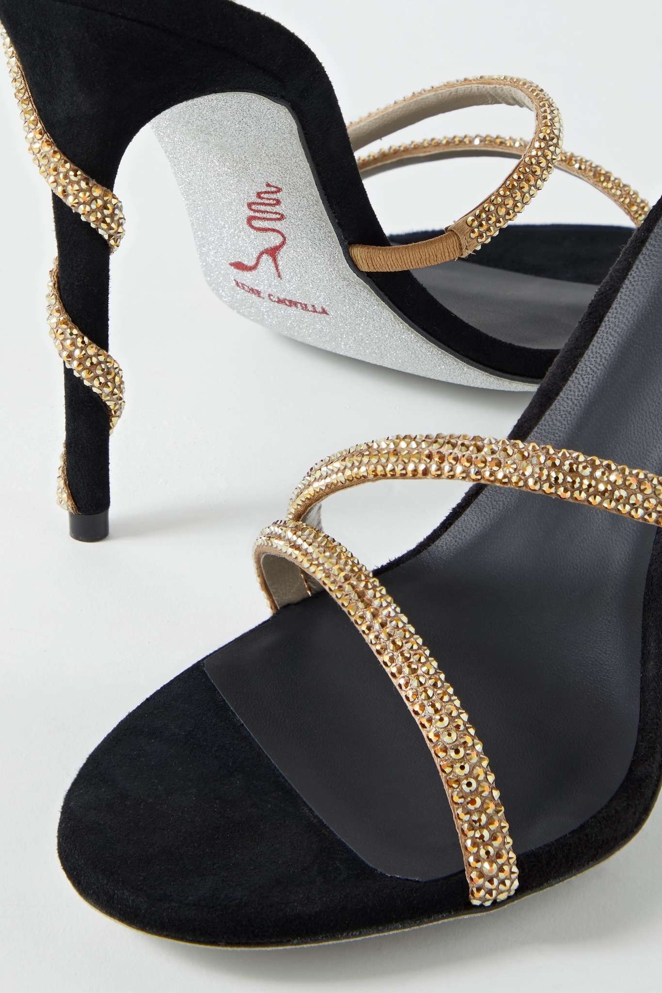 Crystal-embellished suede sandals - 4