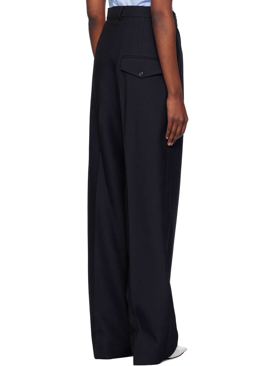 Navy Minimal Wide Trousers - 3