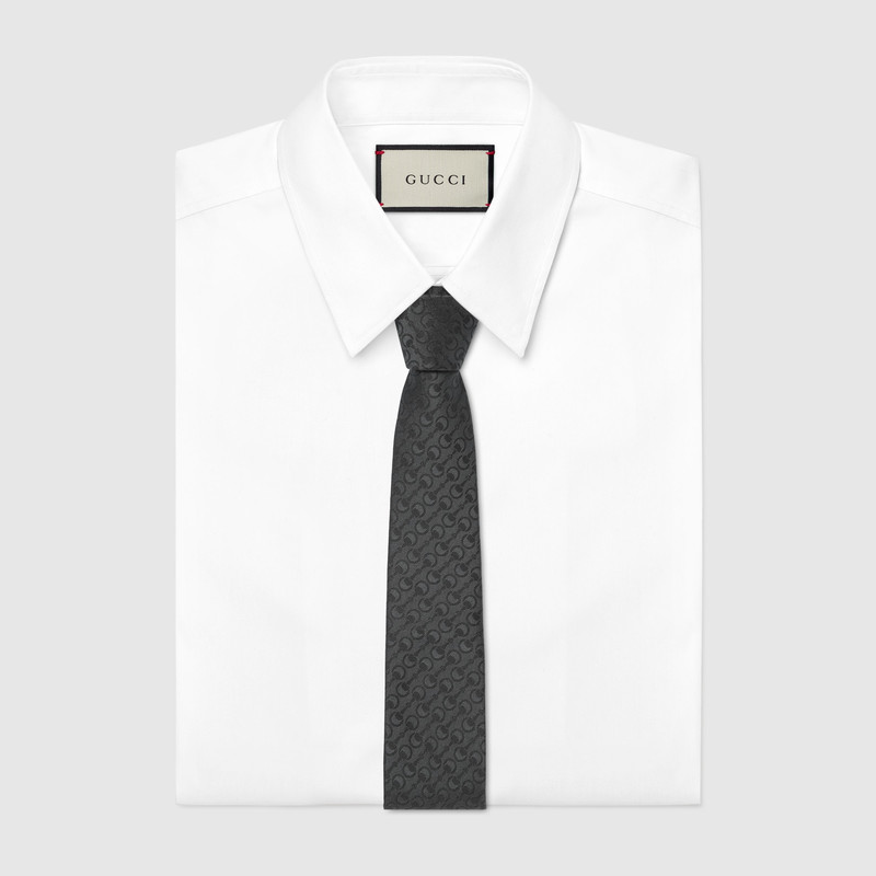 GUCCI Horsebit silk jacquard tie outlook