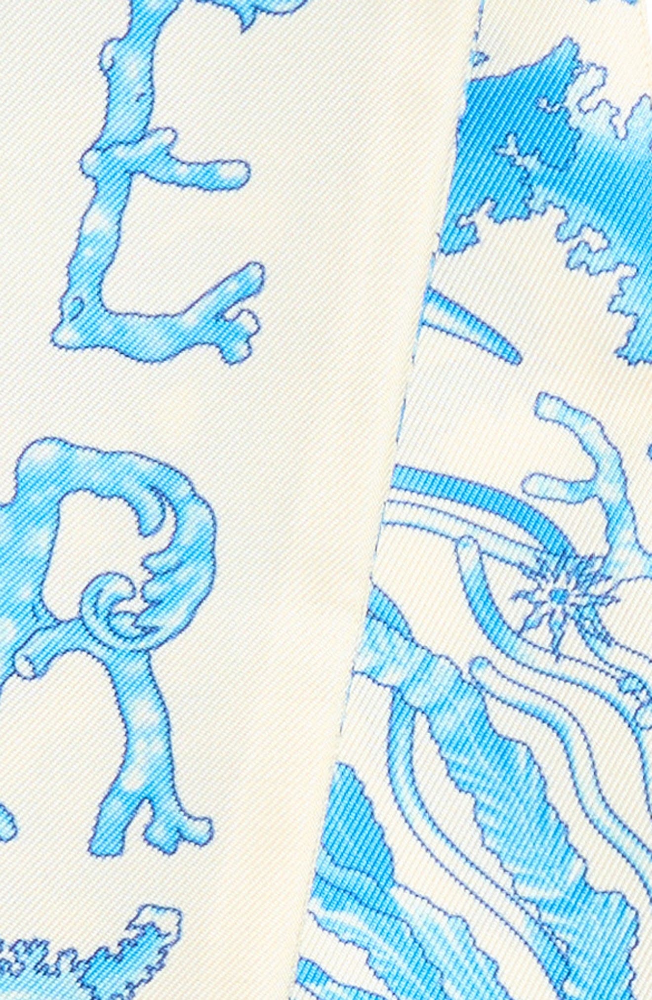 Versace Underwater Barocco Silk Skinny Scarf in Eggshell/Bright Blue at Nordstrom - 4