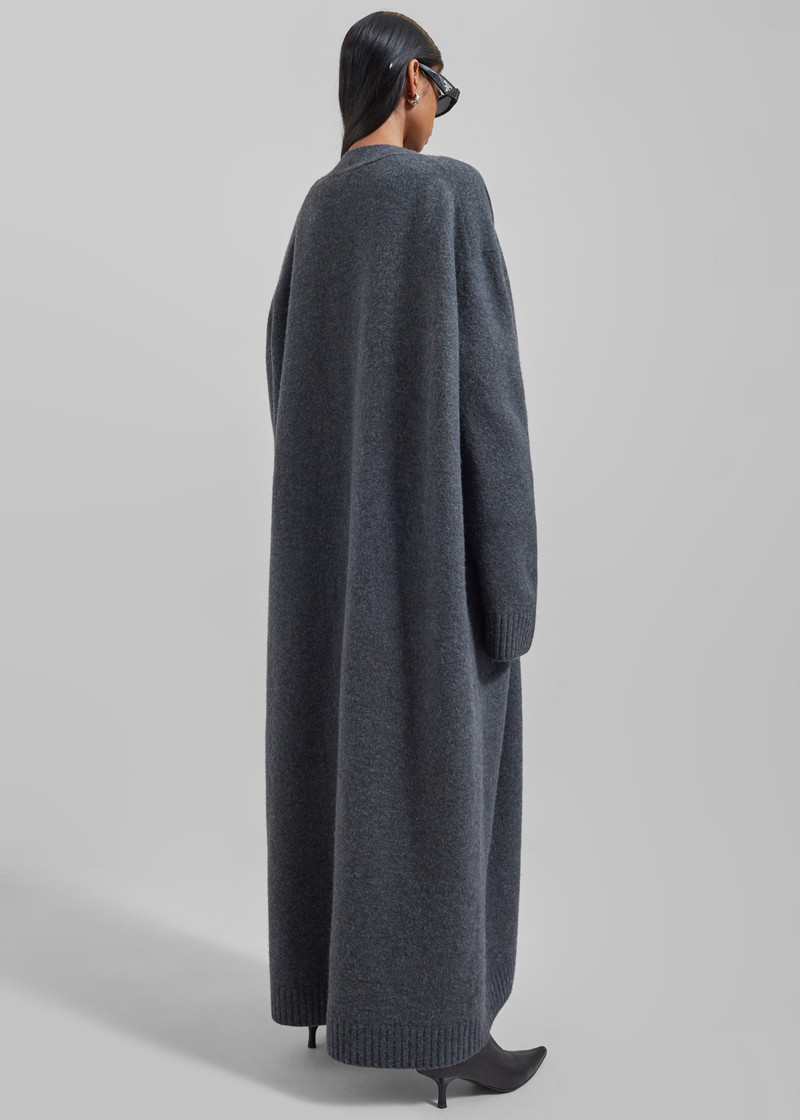 Emi Long Knit Cardigan - Dark Grey Melange 9