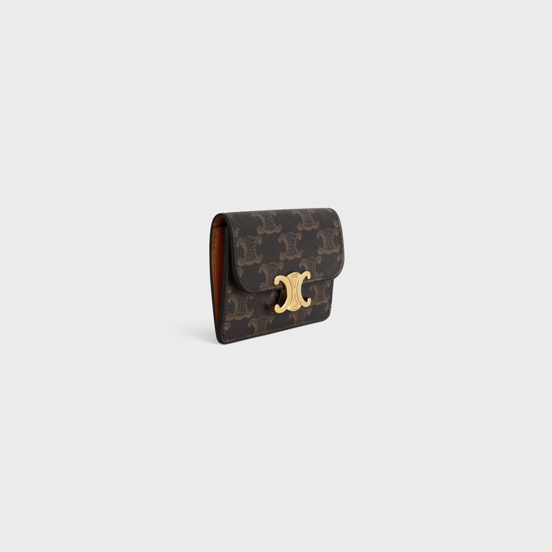CELINE CARD HOLDER WITH FLAP TRIOMPHE in Triomphe Canvas outlook