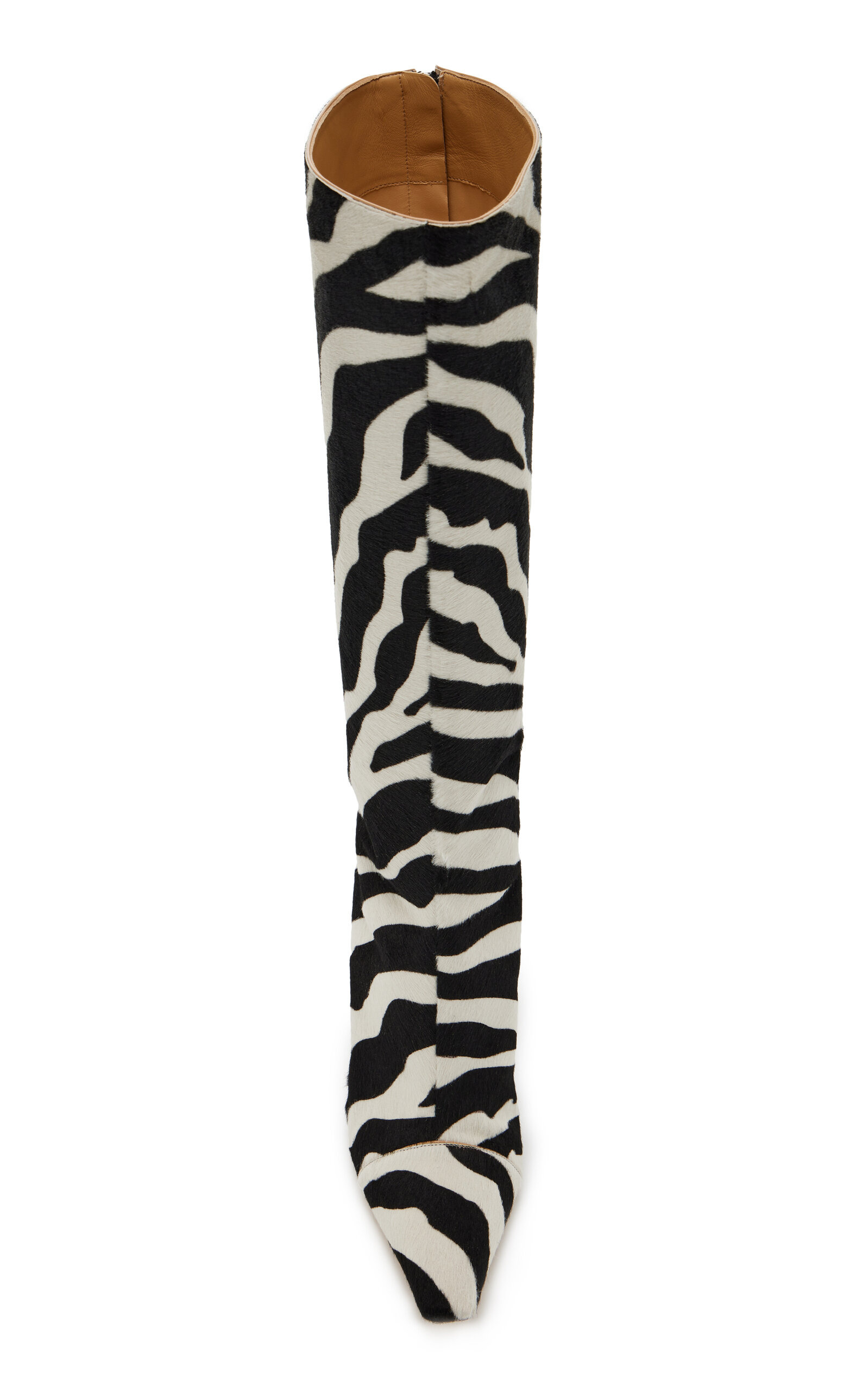 x Conner Ives Gloria Zebra-Print Pony Hair Knee Boots animal - 4