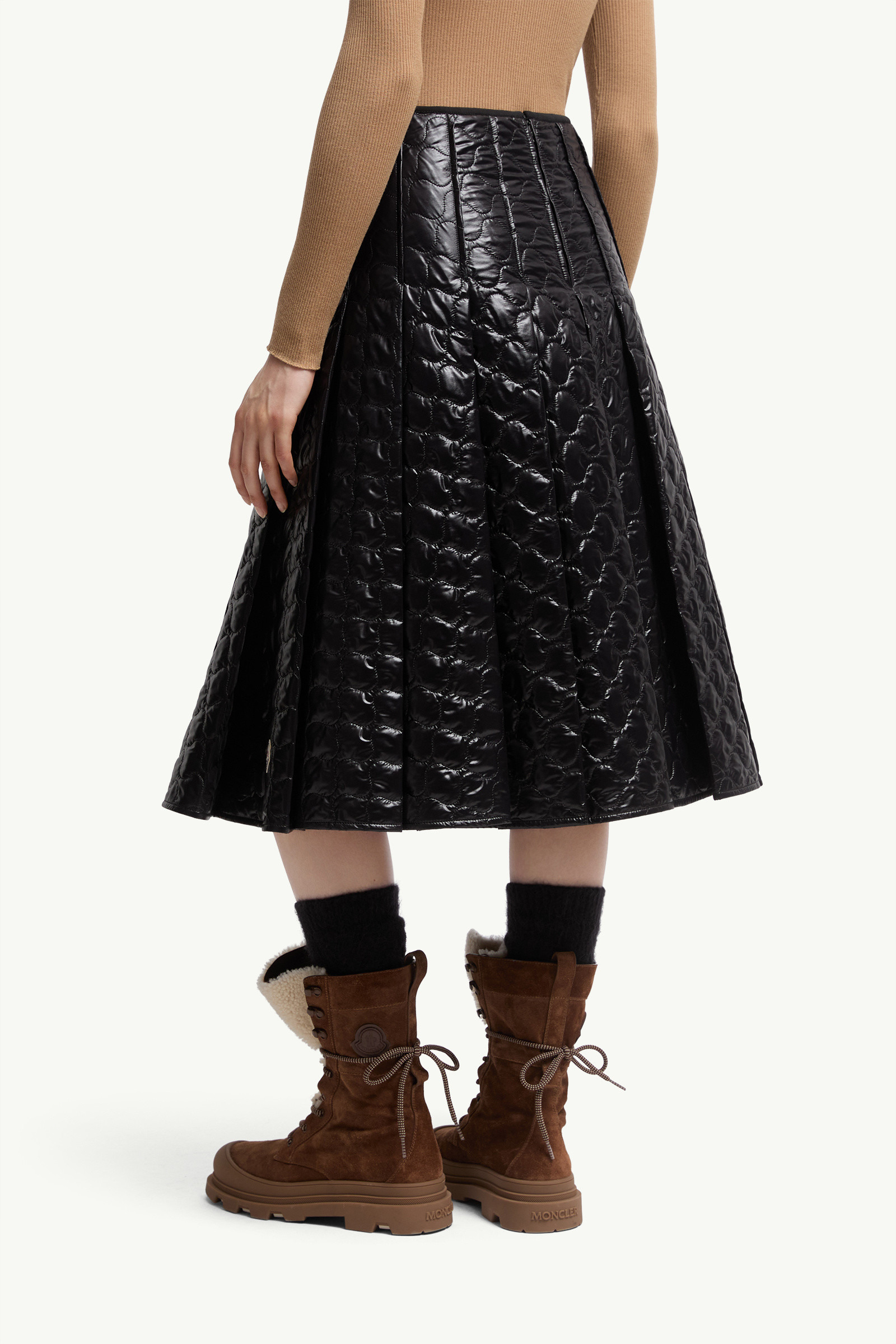 Square-Quilted Padded Midi Skirt - 5