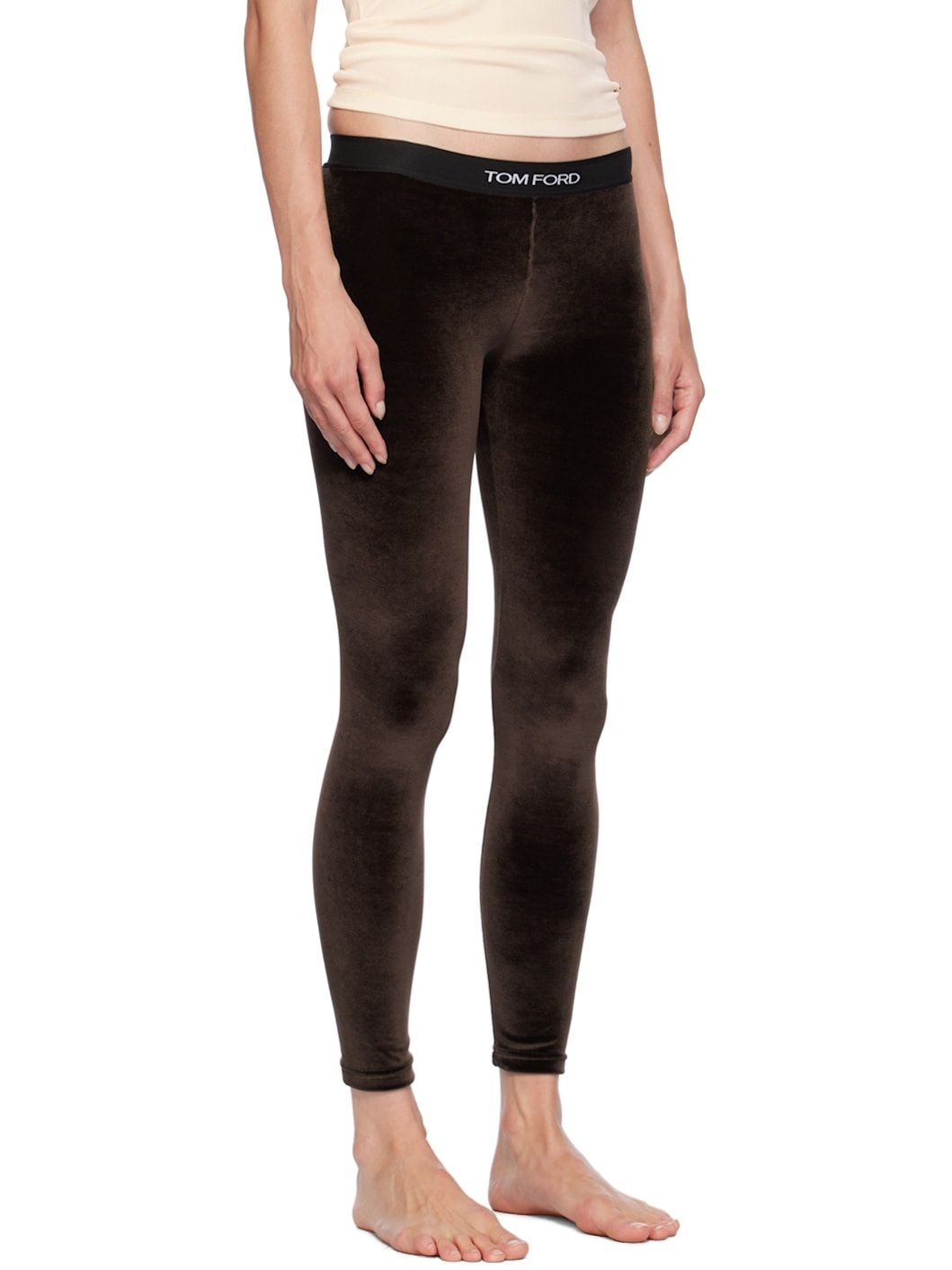 Brown Jacquard-Logo Leggings - 2