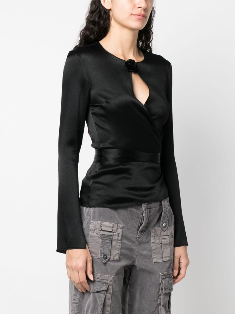 floral-appliqué wraparound blouse 3