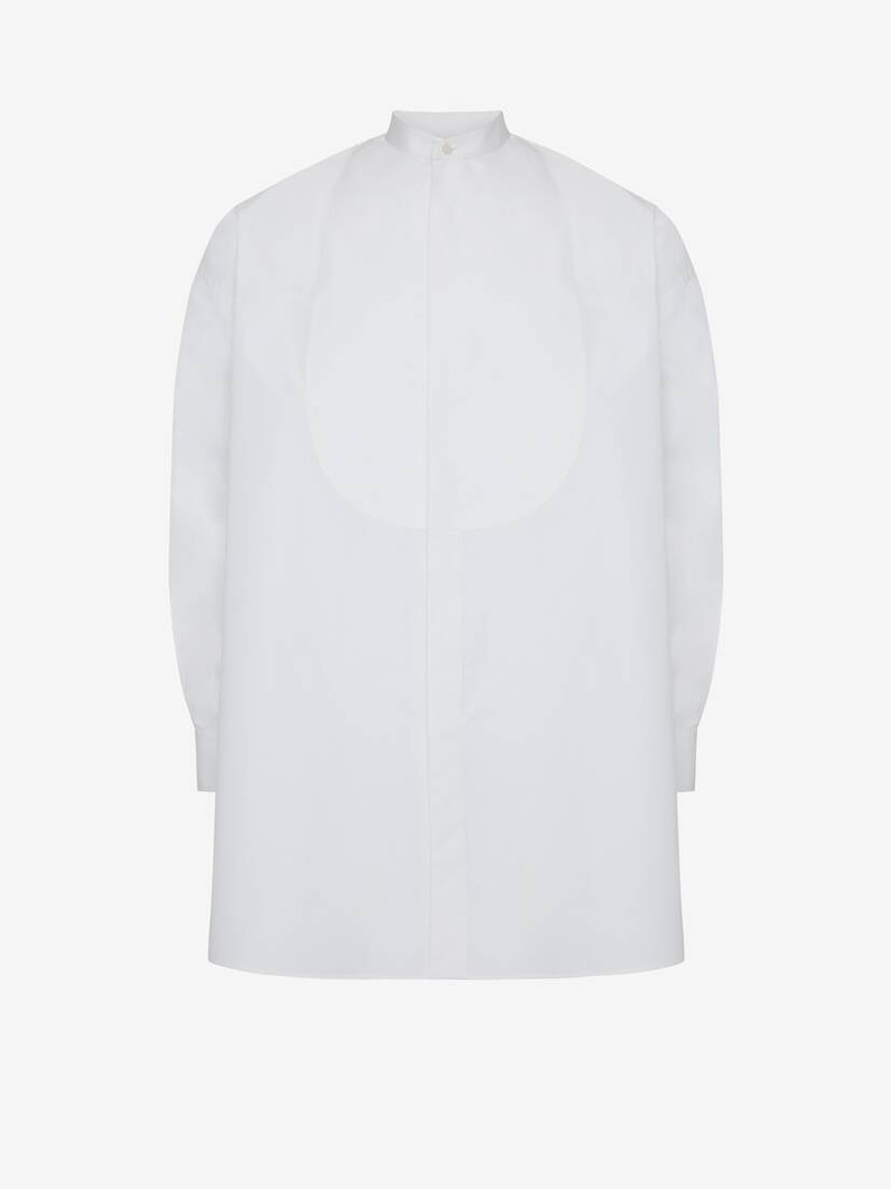 Men's Cotton Silk Oversized Shirt in White 1