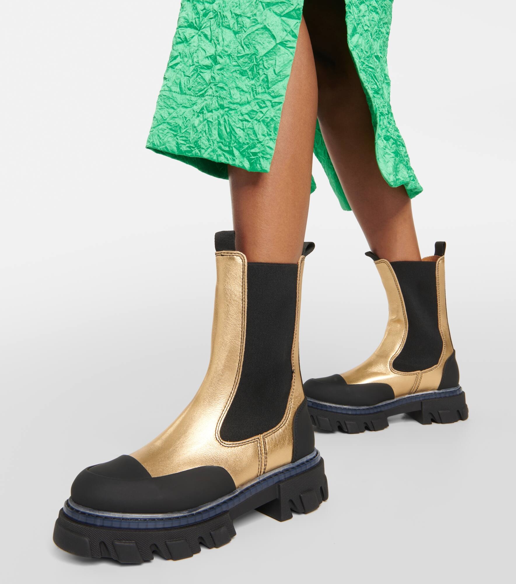 Metallic leather Chelsea boots - 4