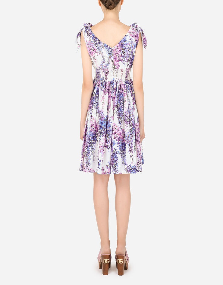 Wisteria-print poplin midi dress - 2