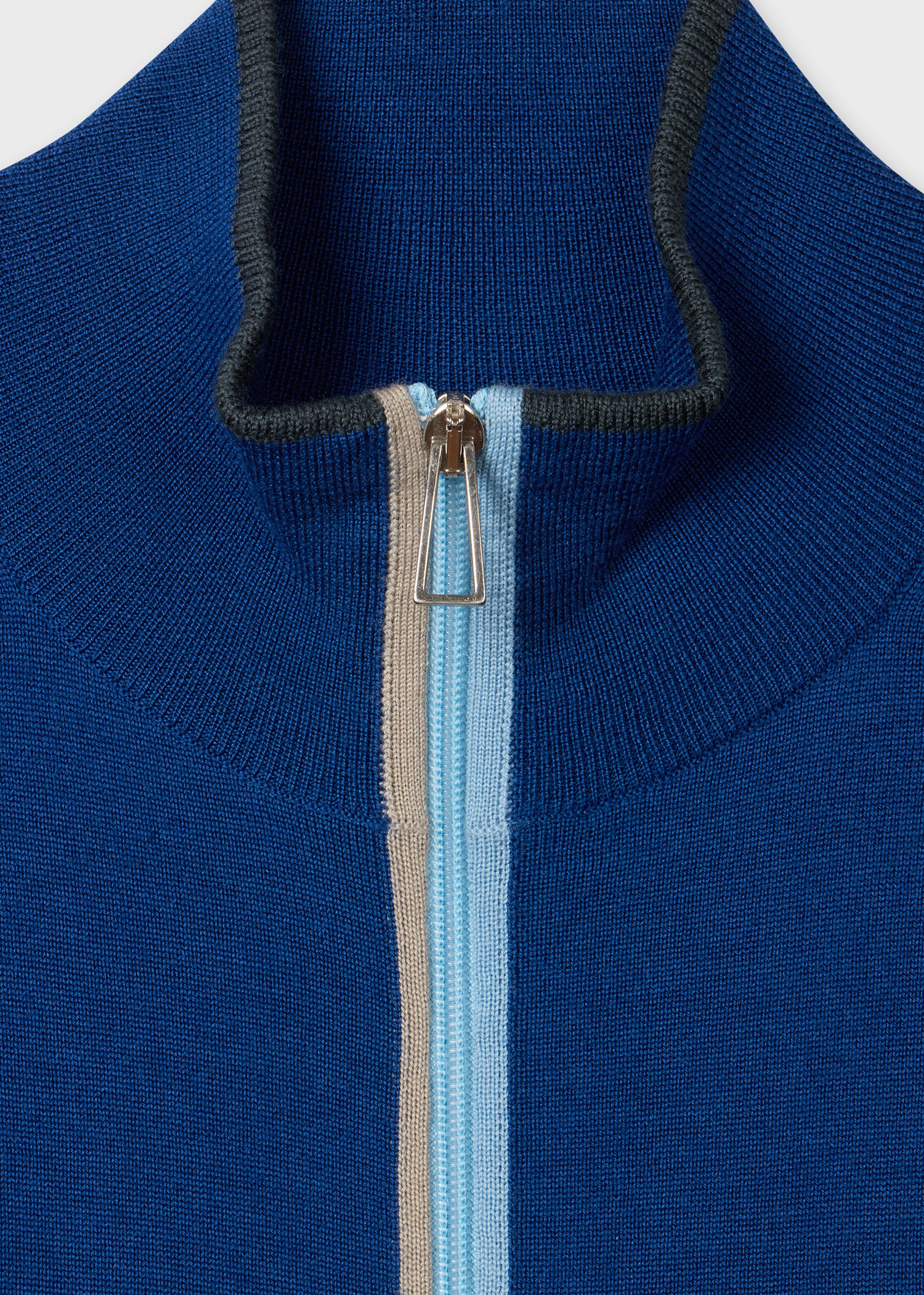 Blue Merino Wool Zip-Through Cardigan - 2
