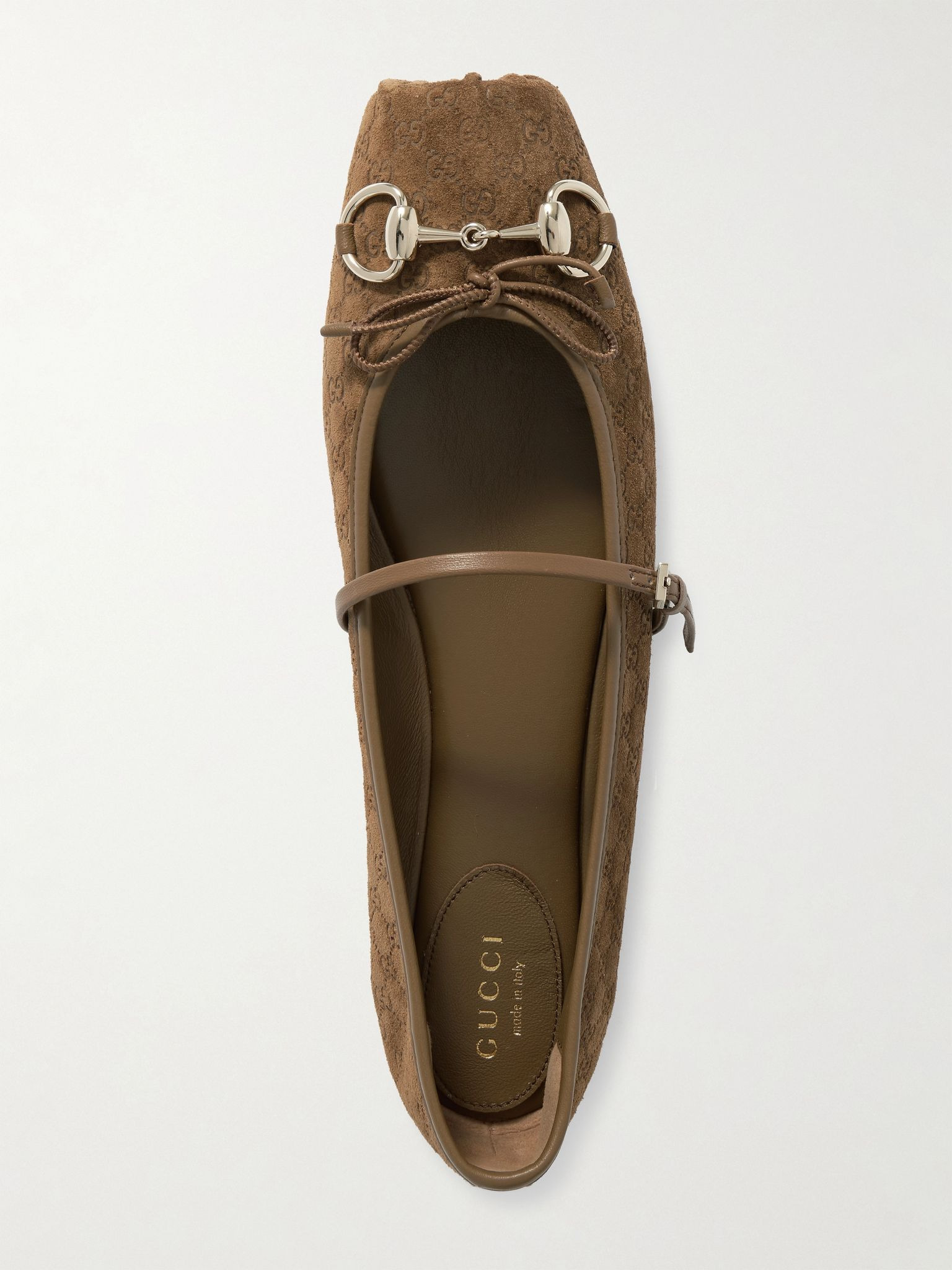 Horsebit-detailed suede ballet flats Brown - 5