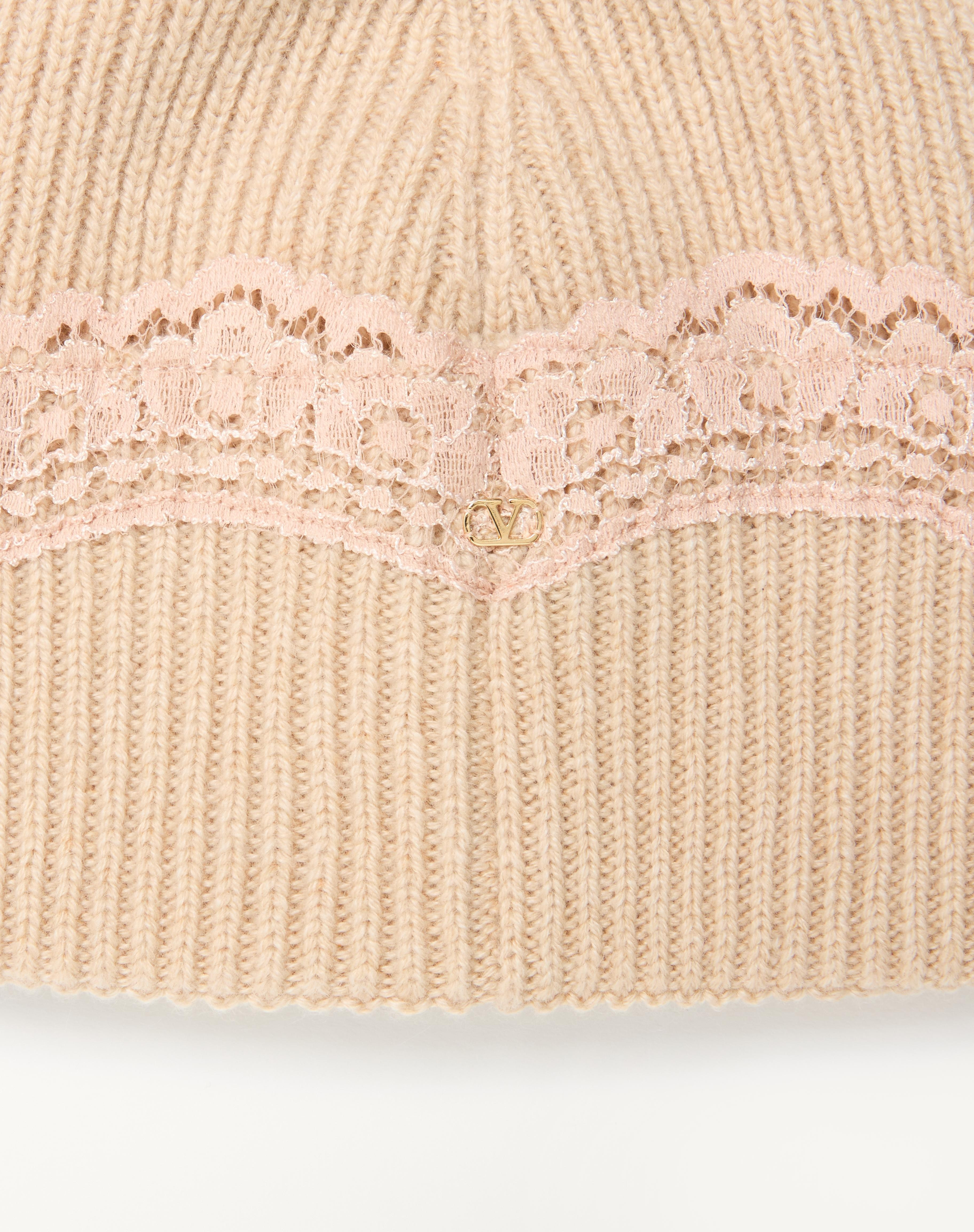VLOGO SIGNATURE CASHMERE AND LACE BEANIE - 5