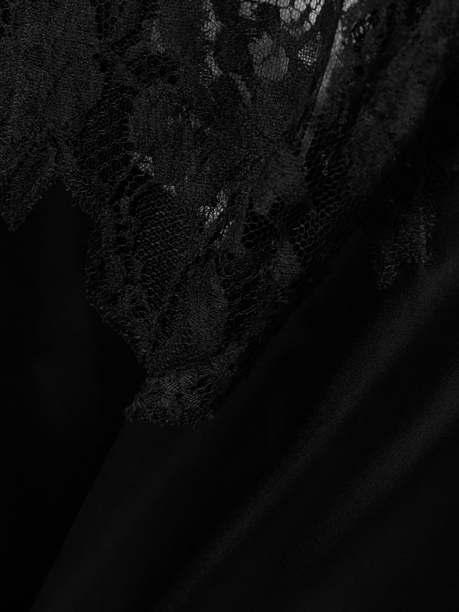 Lace-trimmed satin mini dress Black - 4