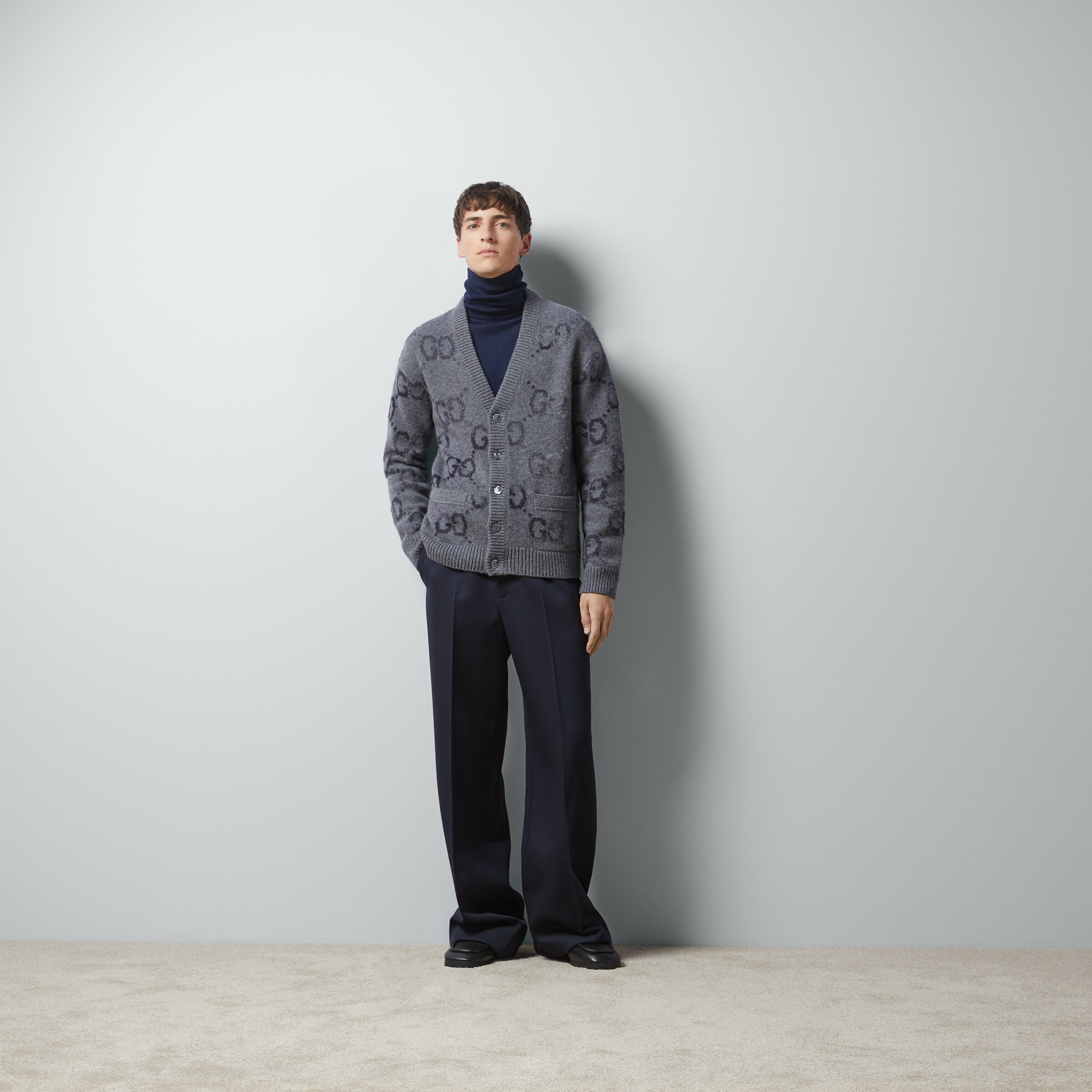 Wool cardigan with GG intarsia - 2