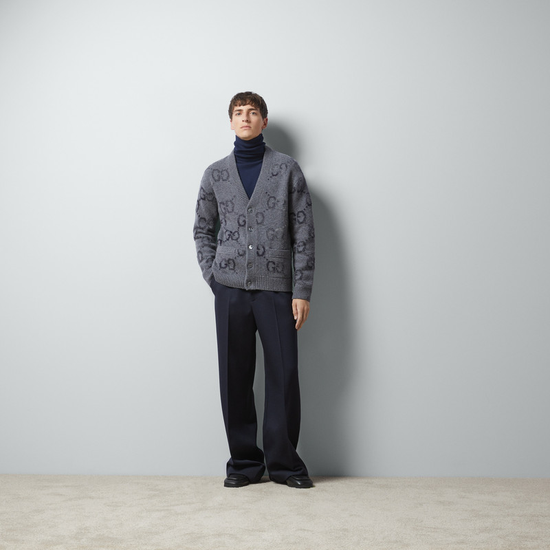 GUCCI Wool cardigan with GG intarsia outlook