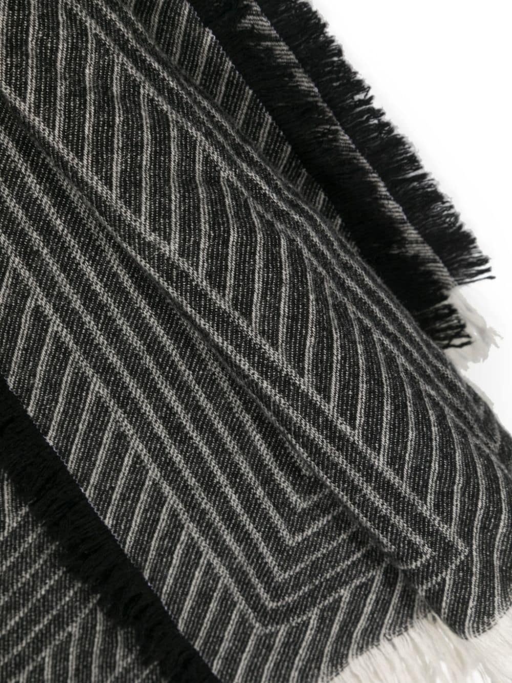monogram-jacquard striped fringed scarf - 3