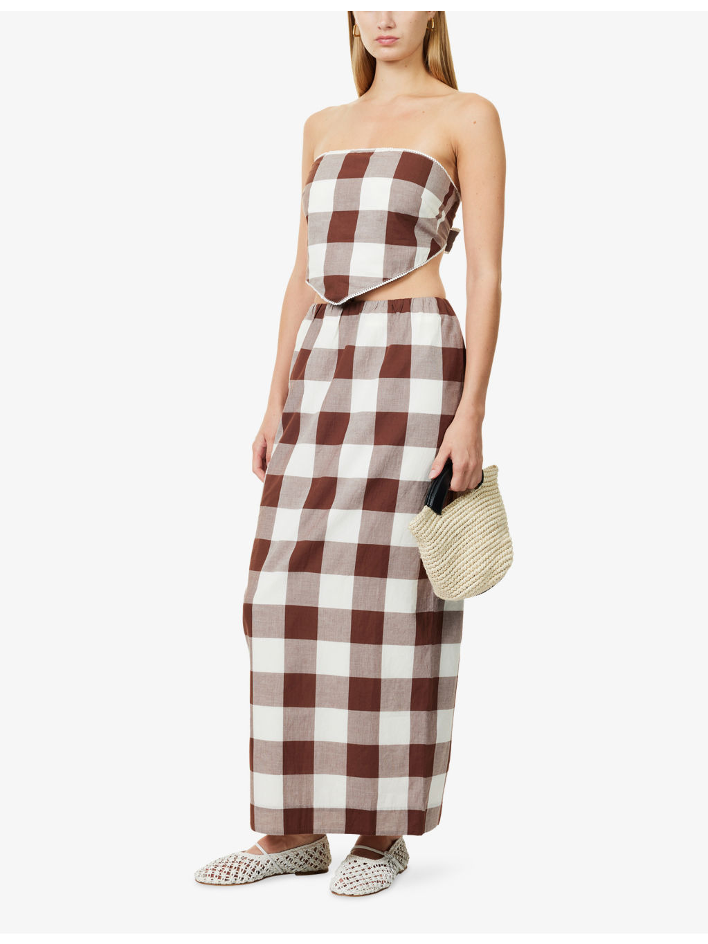 Mira Gingham-Print Cotton Maxi Skirt - 2