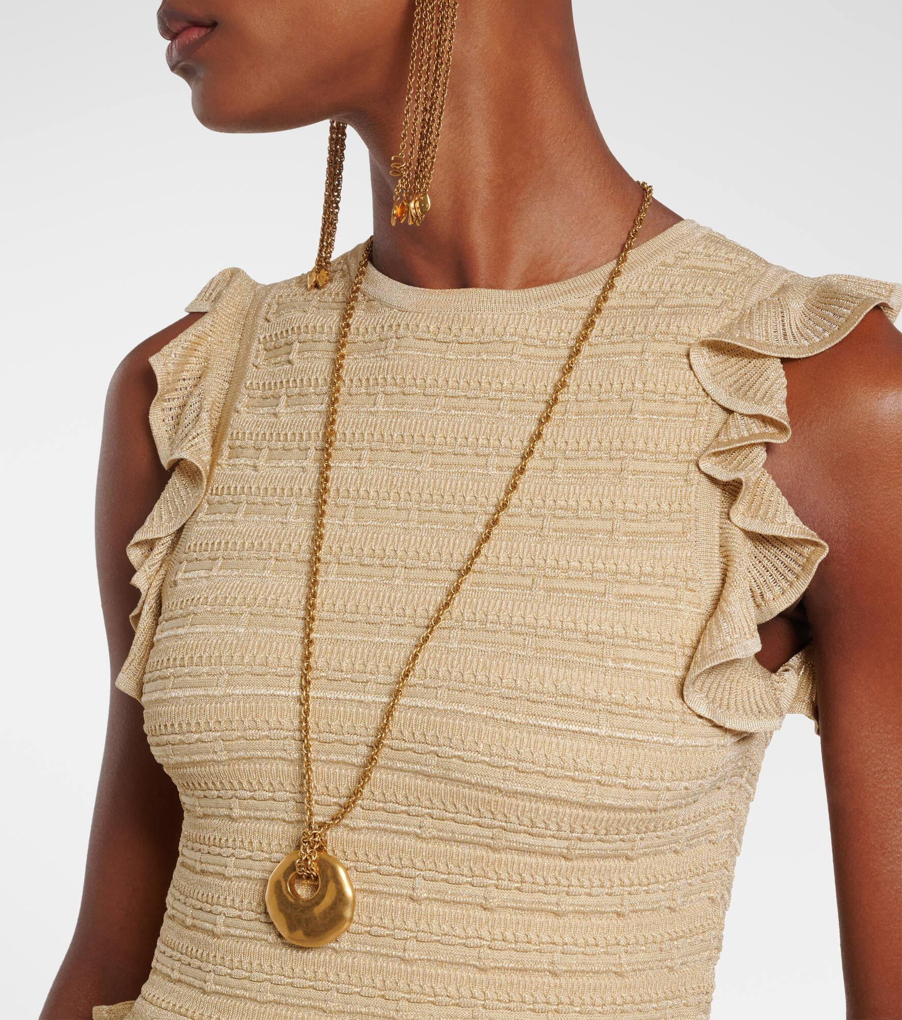Hypnotic knitted ruffled lamé top - 4