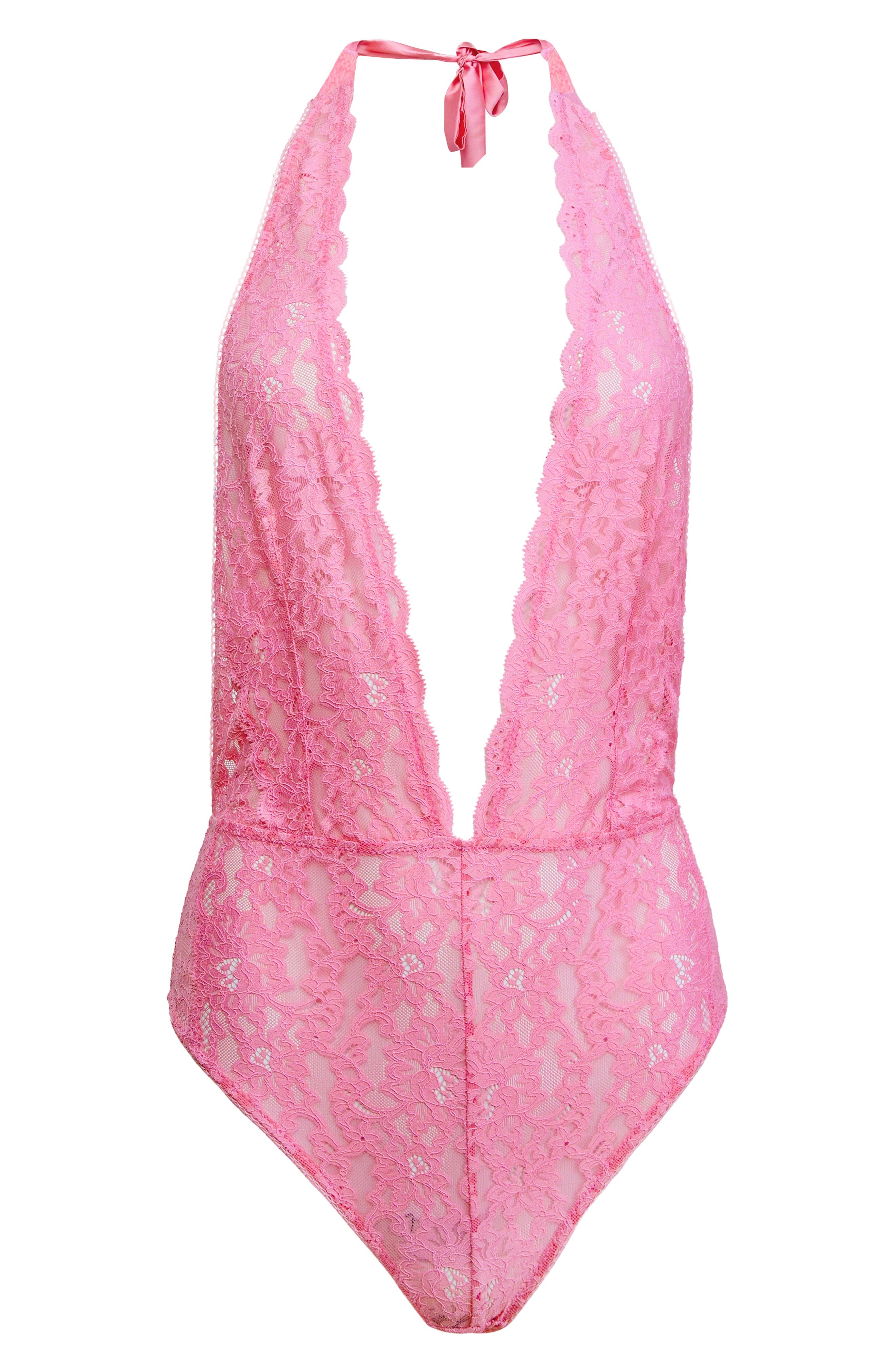 Fleur Du Mal Lace Halter Teddy in Pink Cadillac at Nordstrom - 4