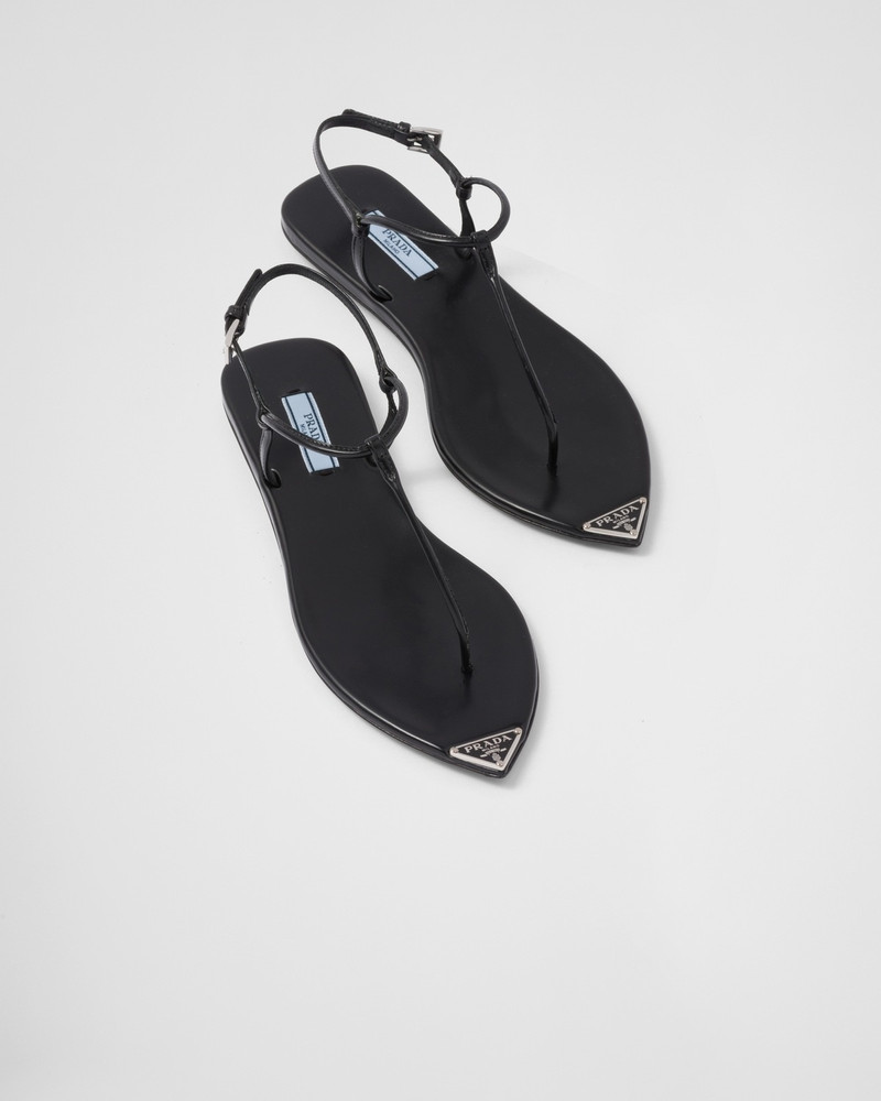 Brushed leather thong sandals 4