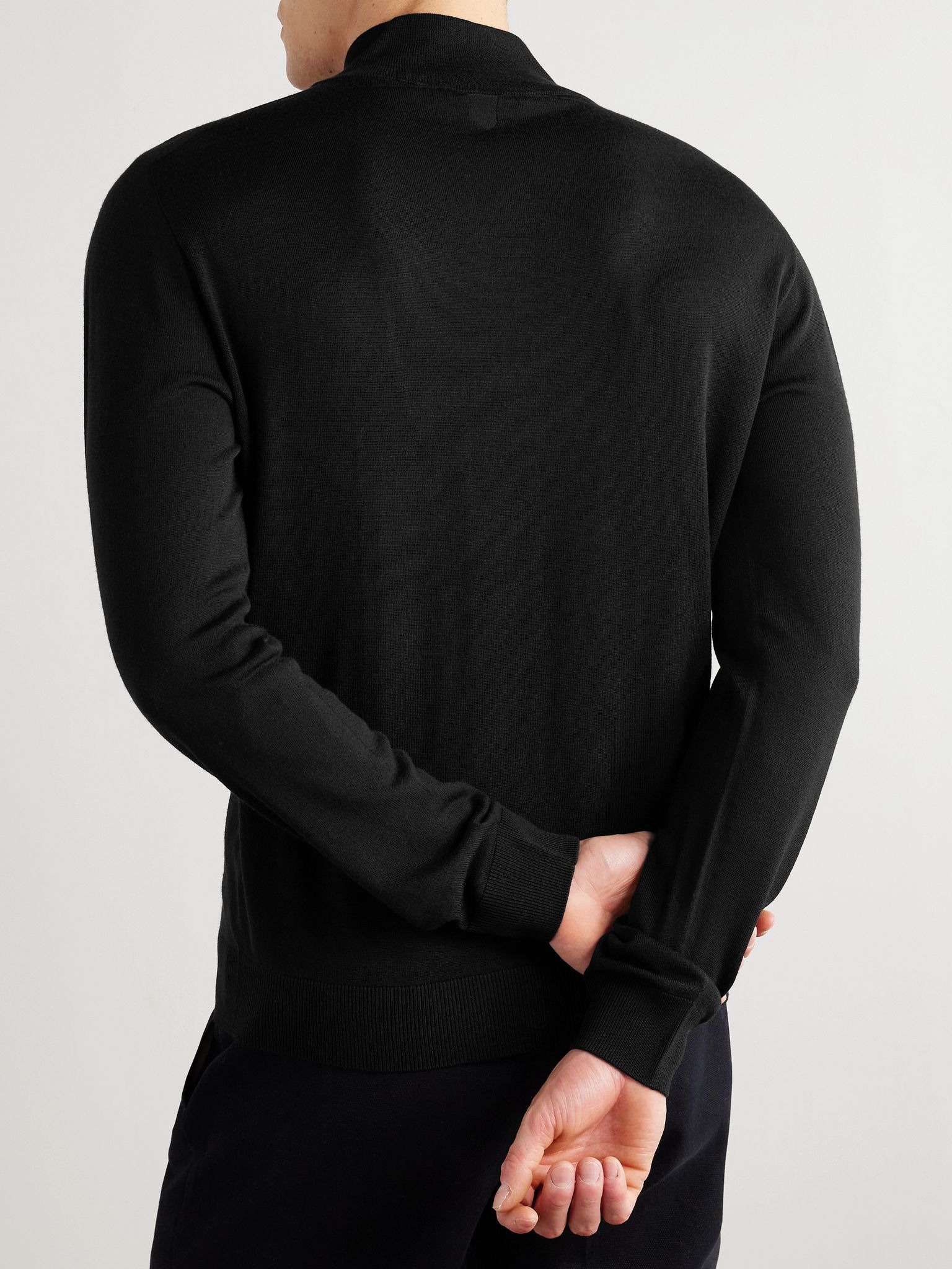 Nuvola Merino Wool Half-Zip Sweater Black - 4