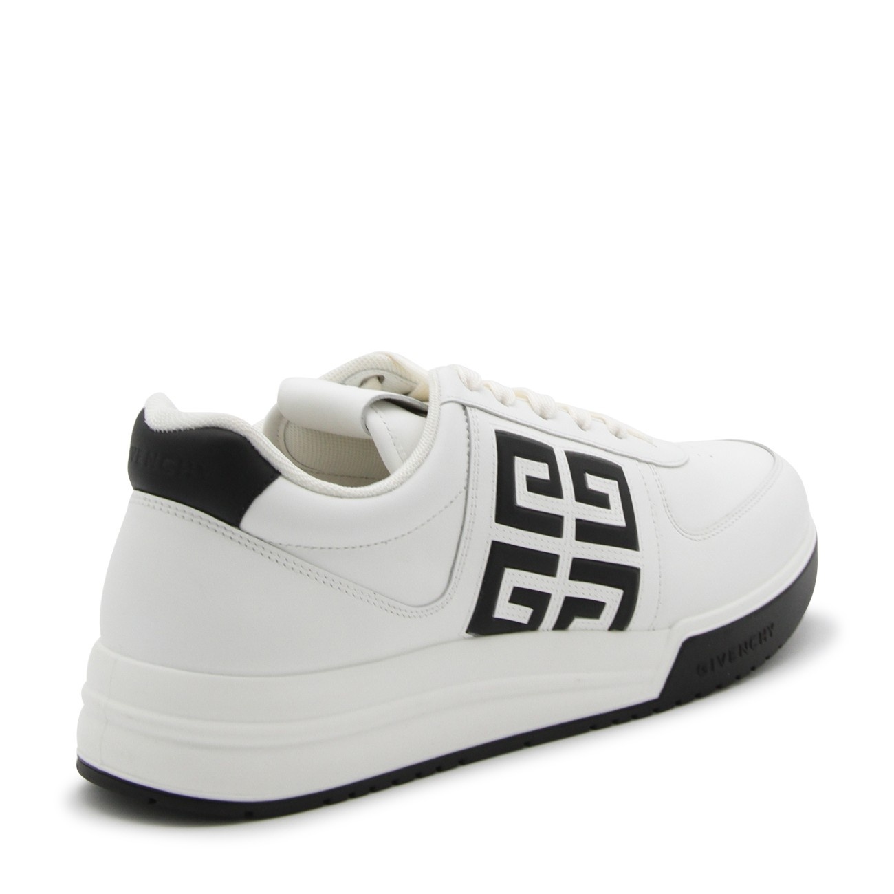 white and black leather sneakers - 3
