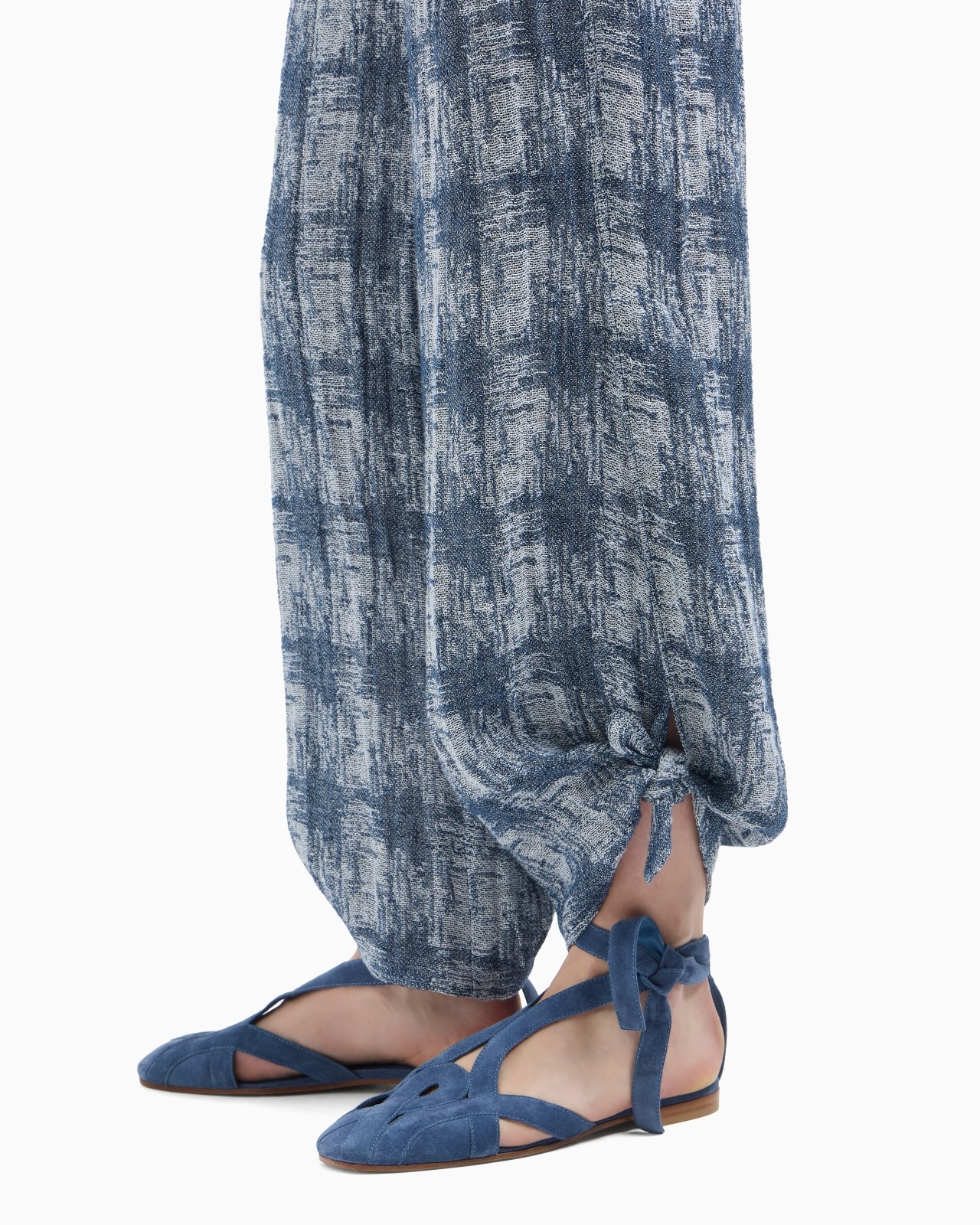 CHECK LINEN GAUZE TROUSERS - 5
