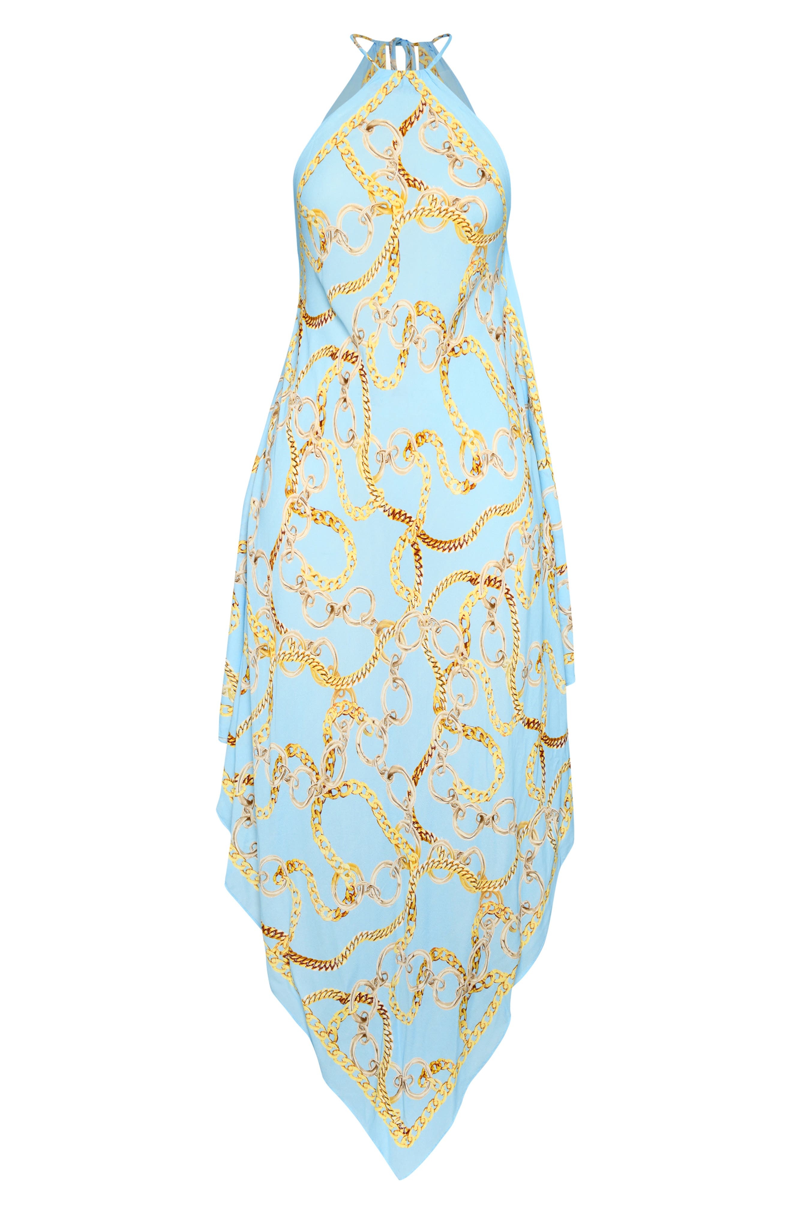 L'AGENCE Elise Chain Print Halter Cover-Up Dress in Sky at Nordstrom - 3