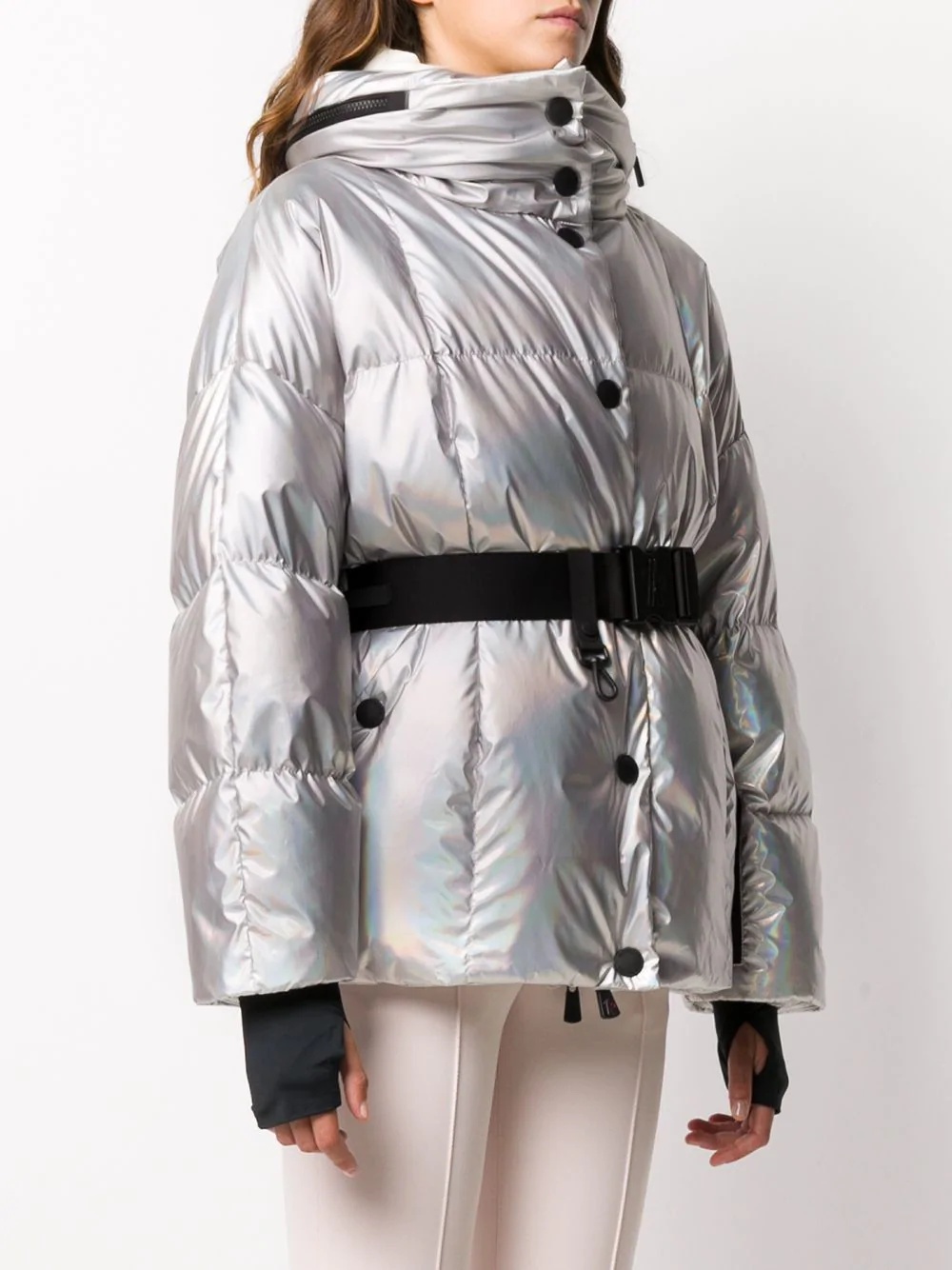 metallic-effect padded jacket - 3