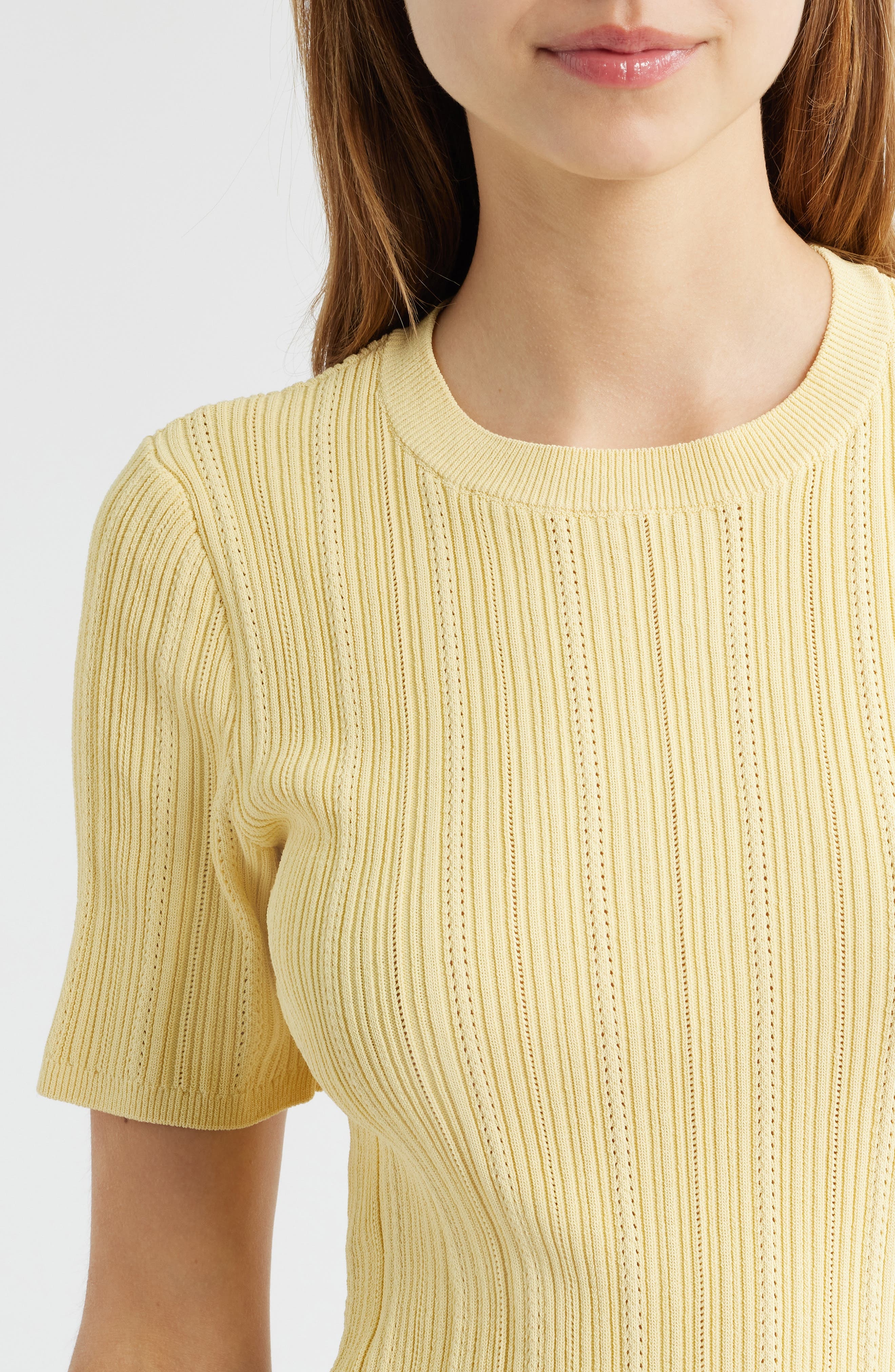 rag & bone Camryn Short Sleeve Rib Sweater in Sunlit at Nordstrom - 4