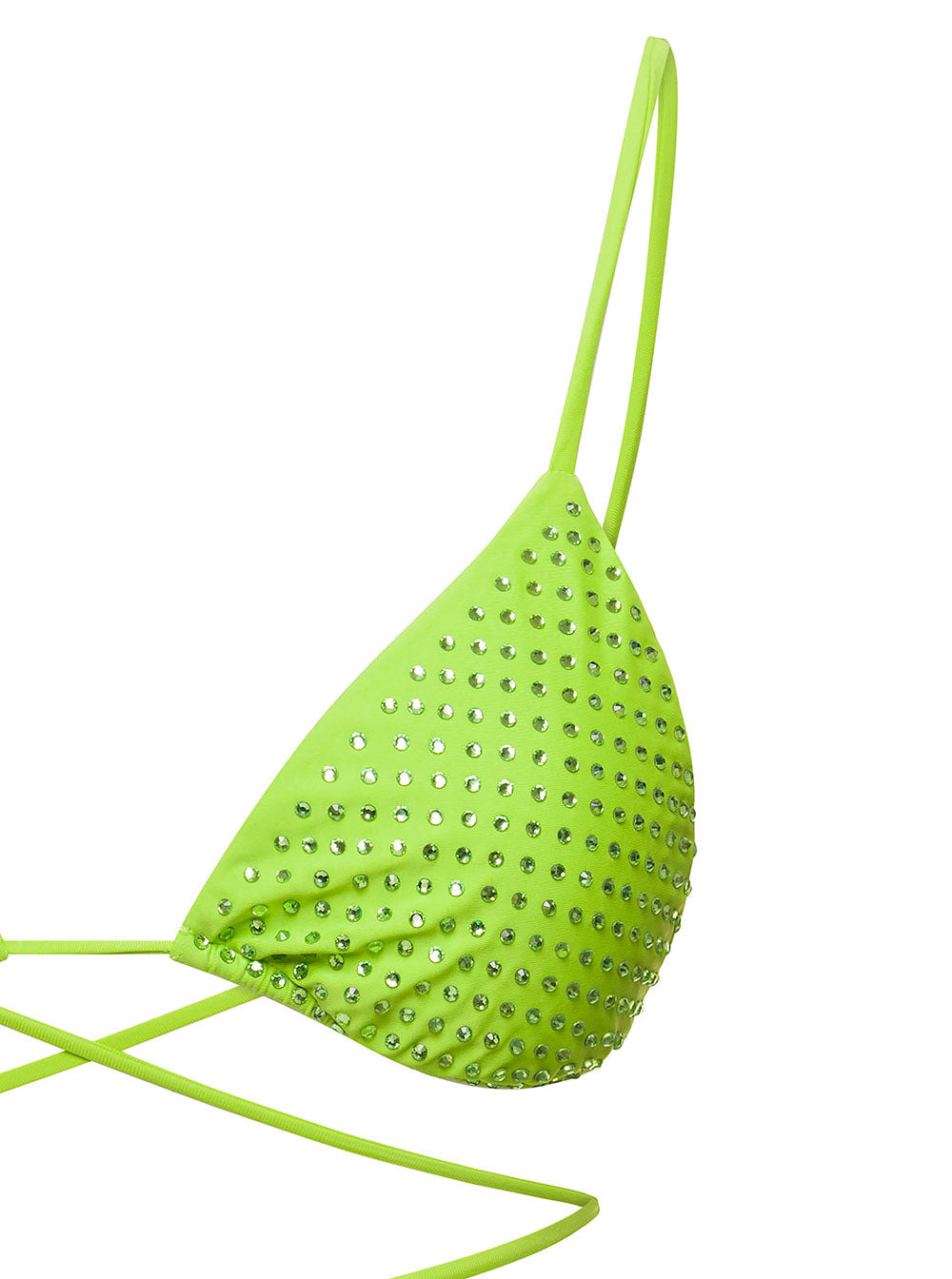 Self-Portrait Women Bikini Top With All-Over Crystal Embellishment In Green Polyamide Woman - 3