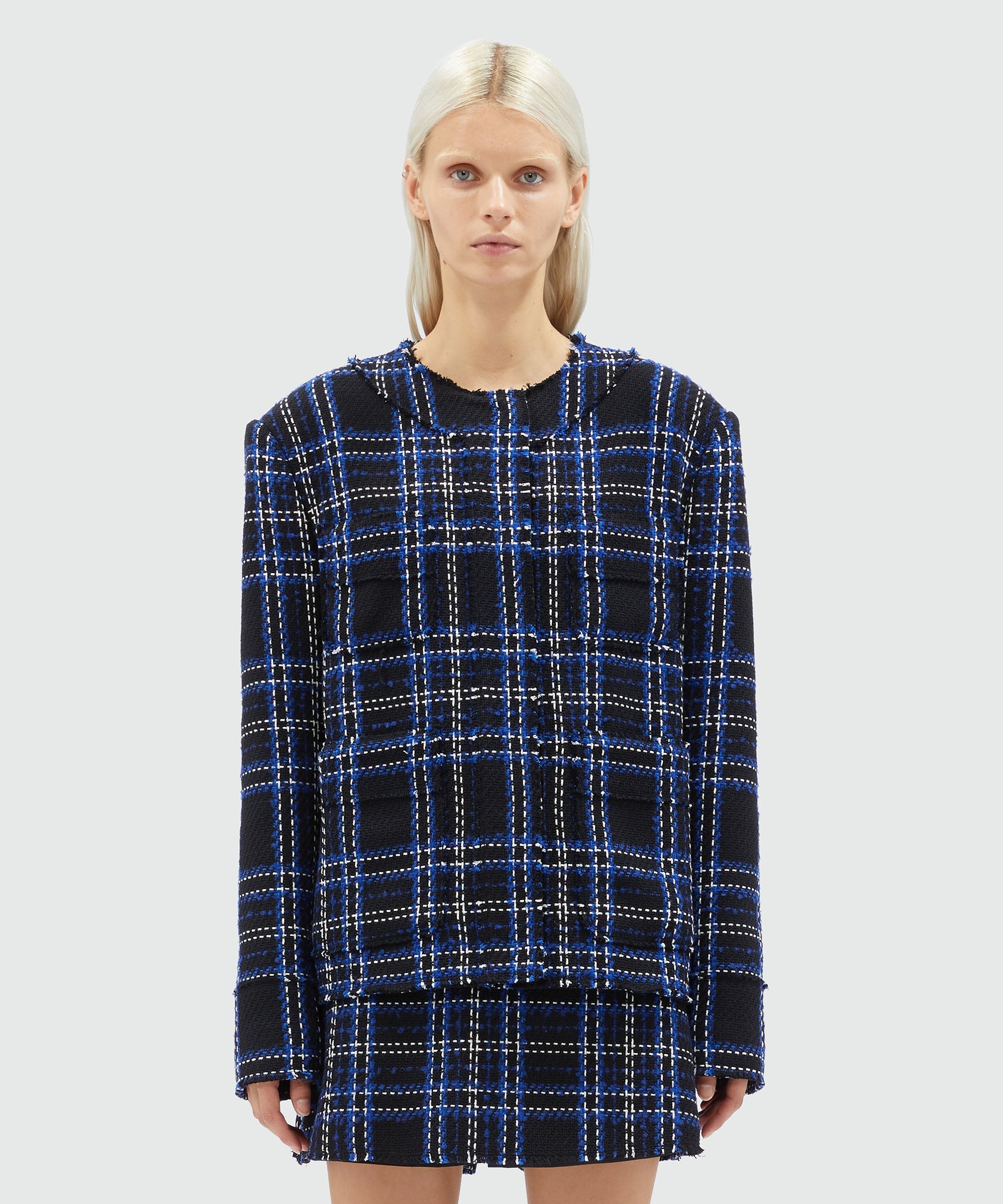 Cotton tweed black tartan jacket - 2