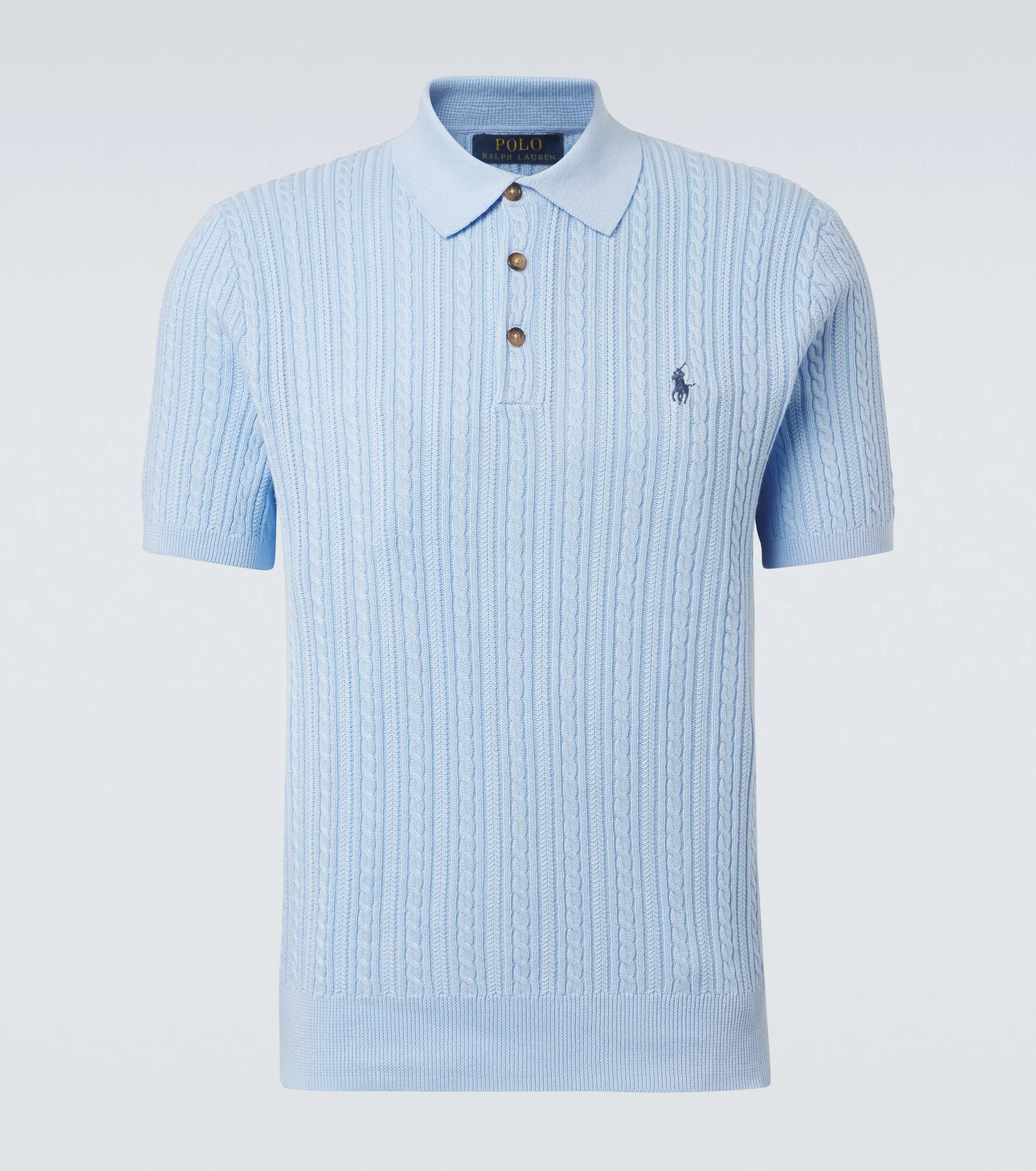 Cable-knit cotton polo sweater - 1