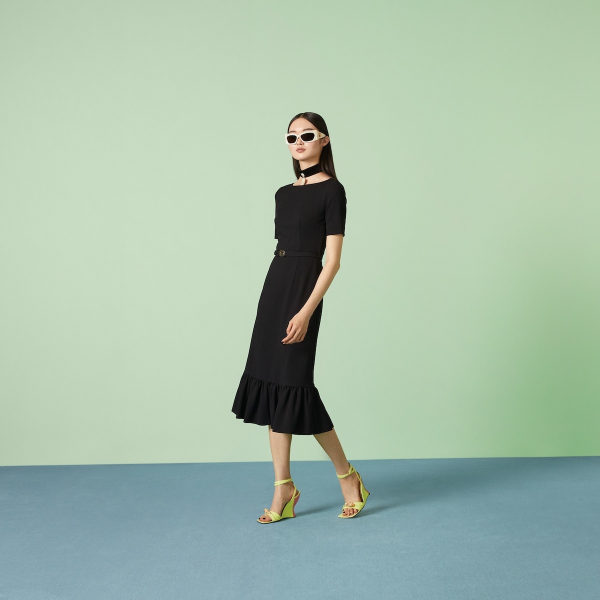Viscose dress with Interlocking G belt - 4