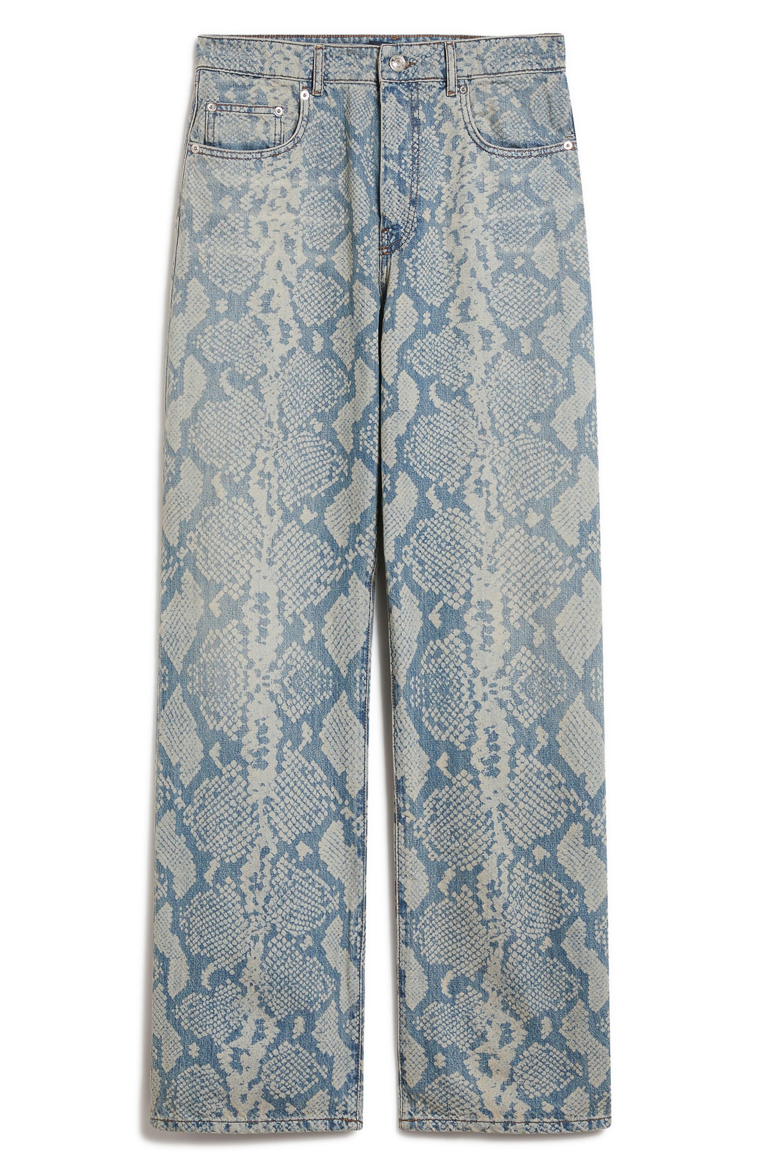 Python Print Denim Wide Leg Jeans - 3