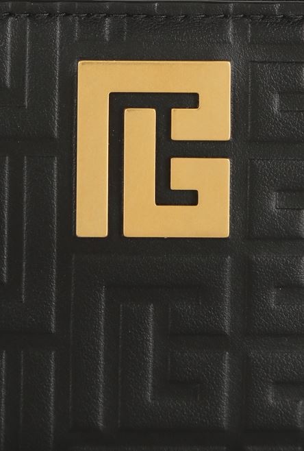 Black debossed leather wallet with Balmain monogram - 4